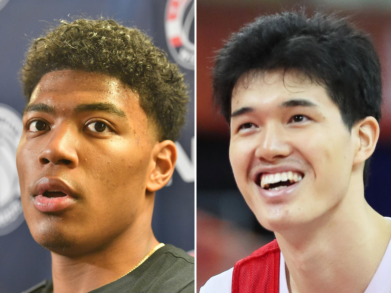 ウィザーズ八村塁（左）とラプターズ渡辺雄太