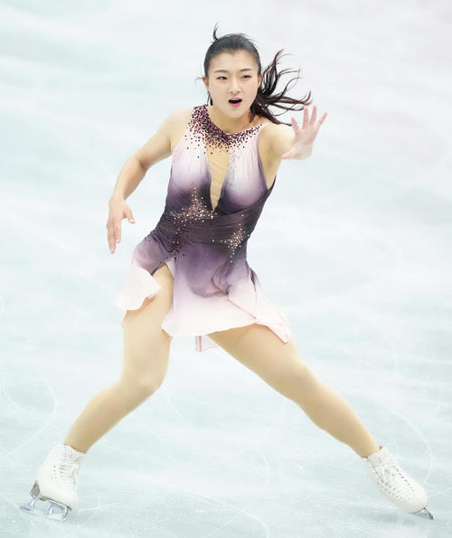 女子SPで演技する坂本花織(代表撮影)