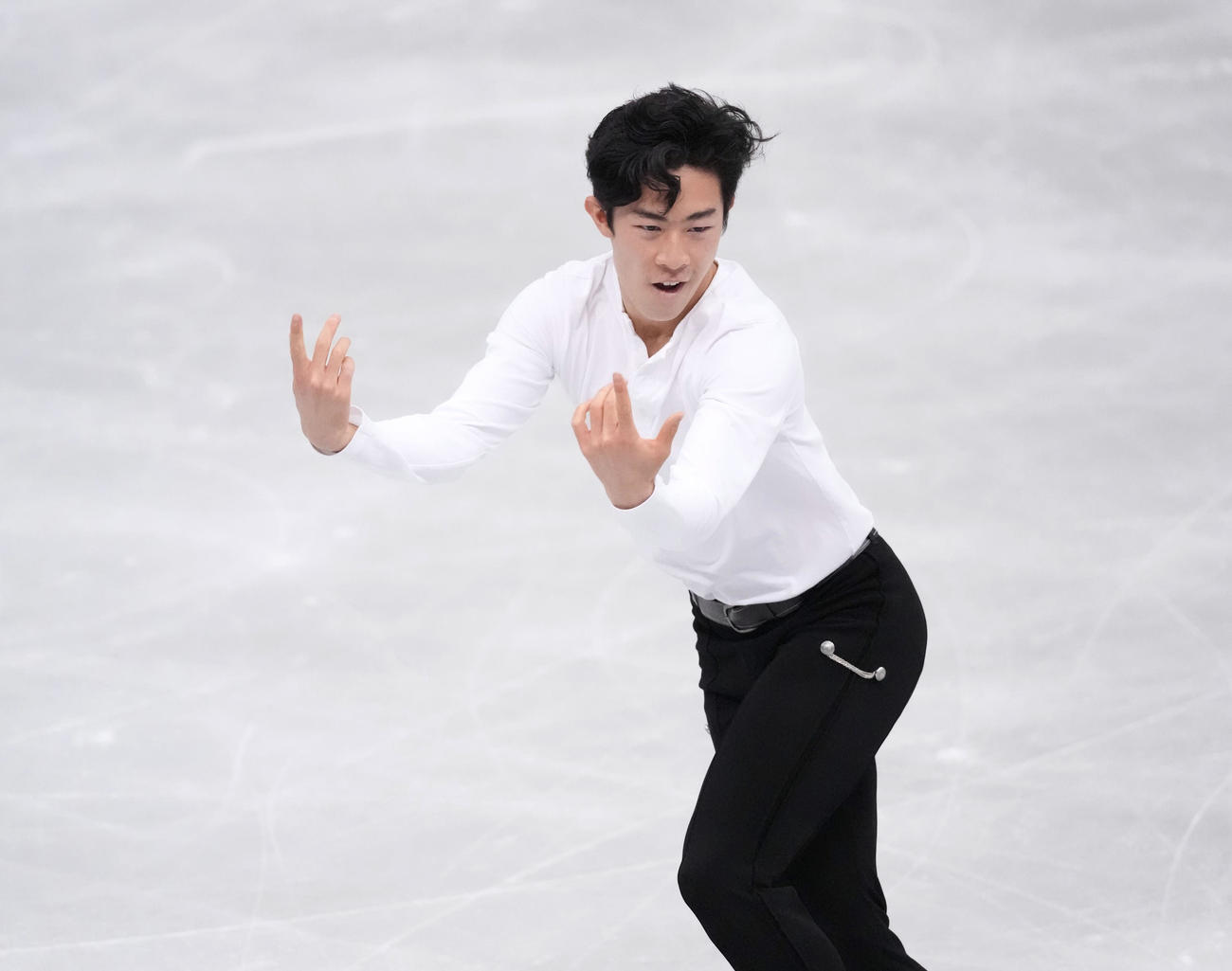 男子SPで演技するネーサン・チェン（代表撮影）