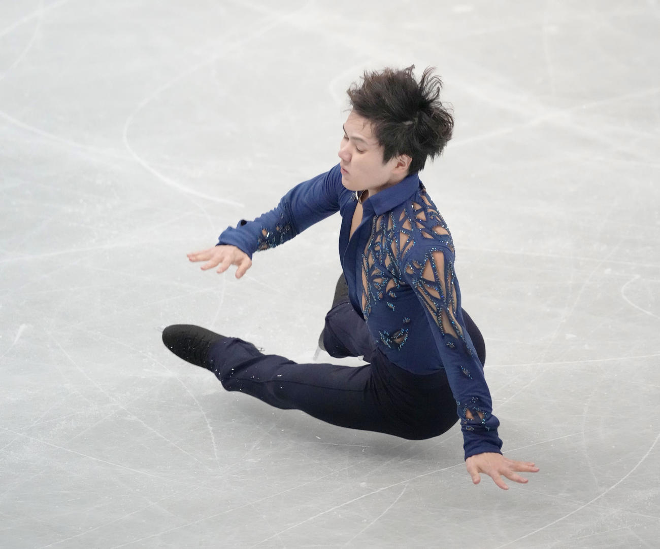 男子フリー　ジャンプで転倒する宇野昌磨（代表撮影）