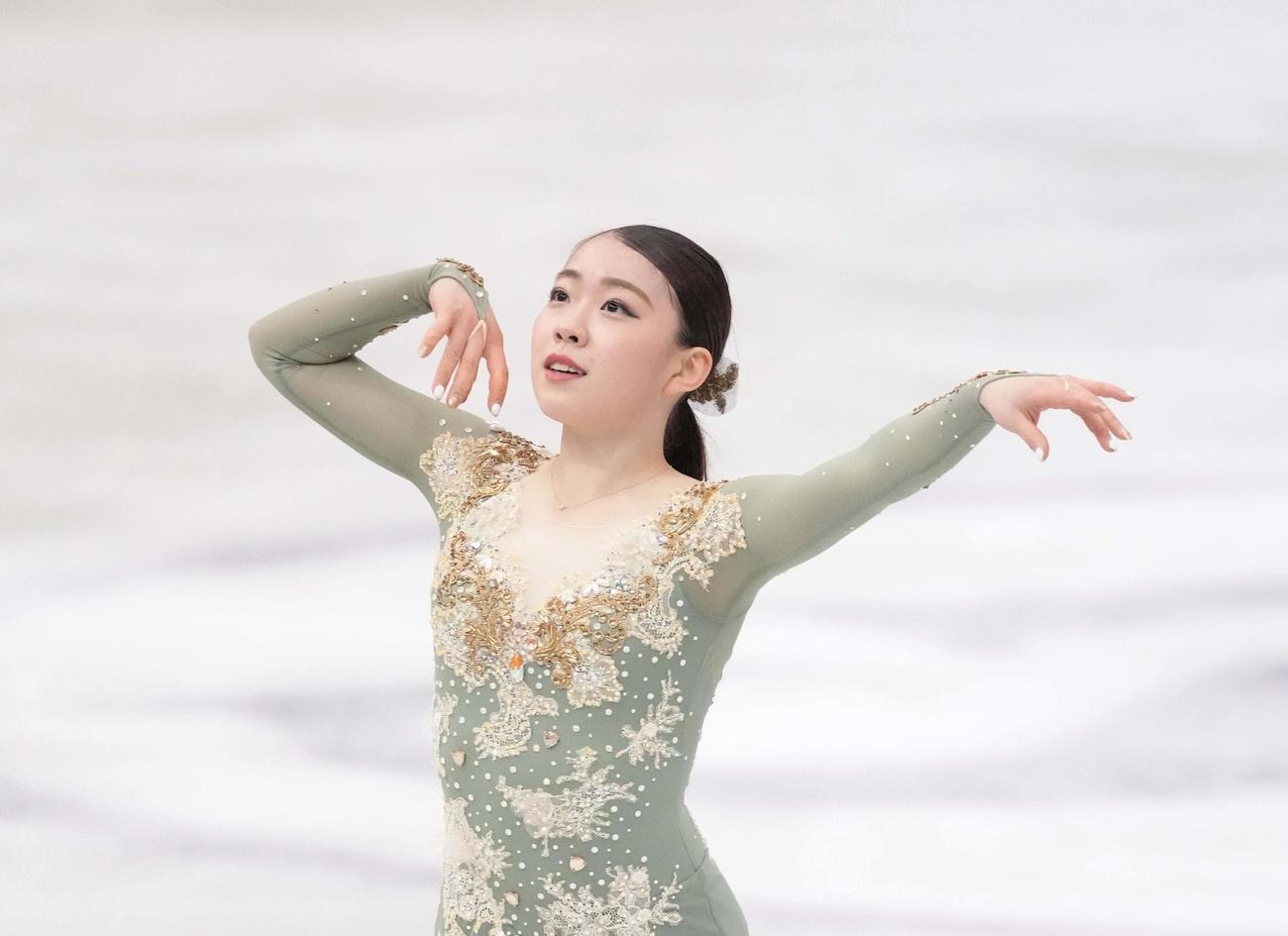 女子フリー　紀平梨花のフィニッシュ（代表撮影）