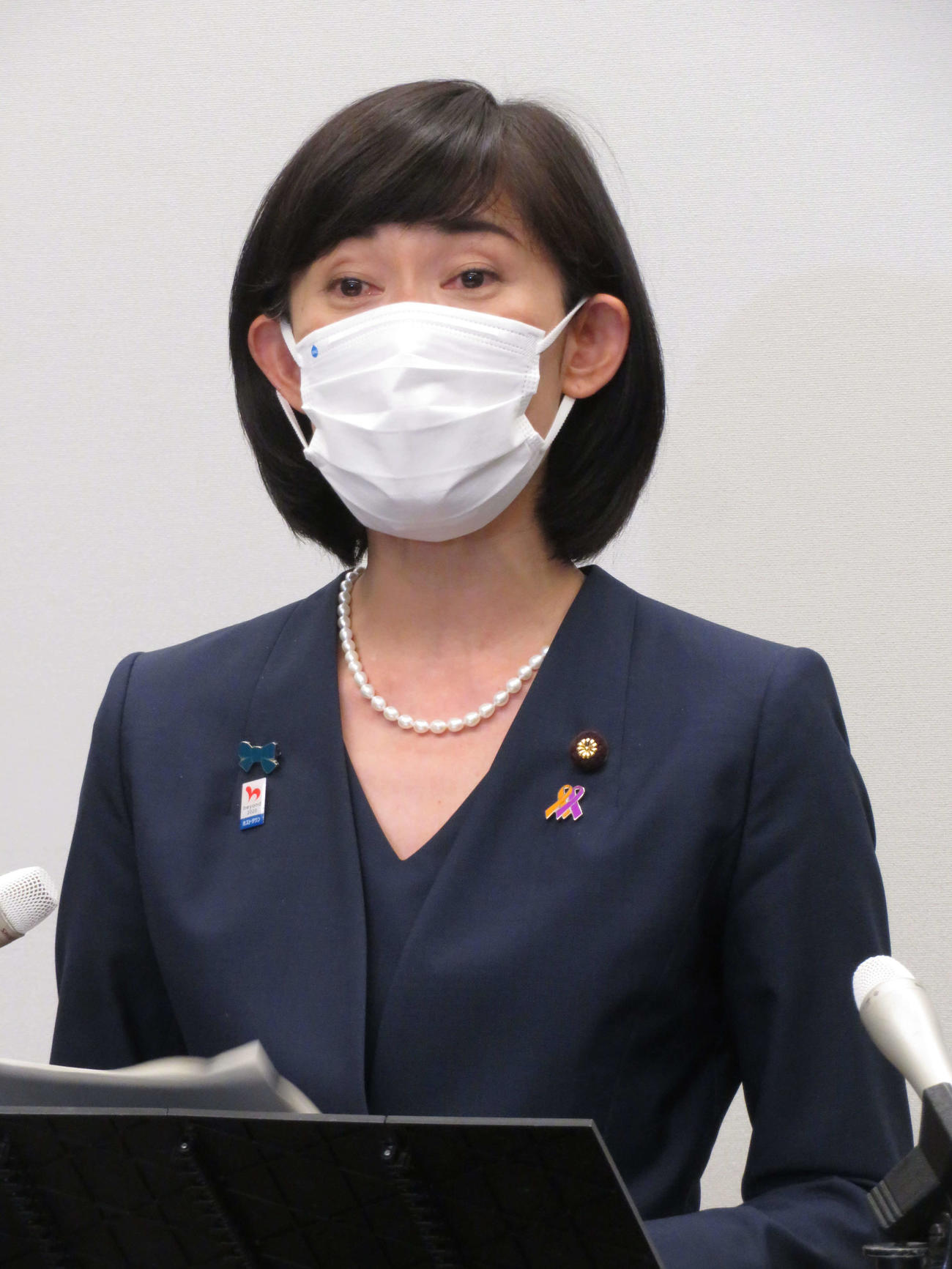 5者協議終了後、取材に応じる丸川珠代五輪相（撮影・近藤由美子）