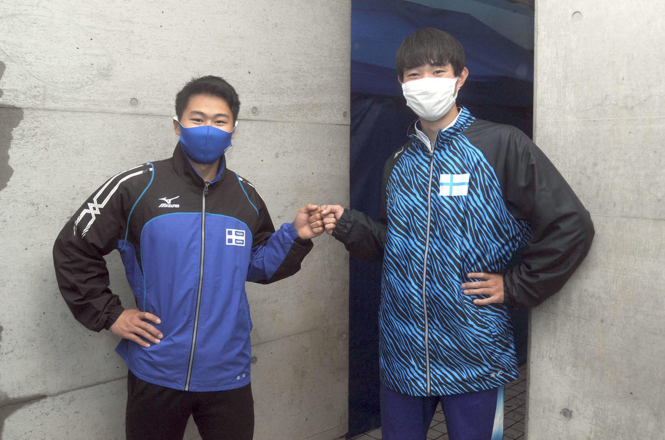 全国高校総体でワンツーを誓う東海大静岡翔洋の北川（左）と深沢