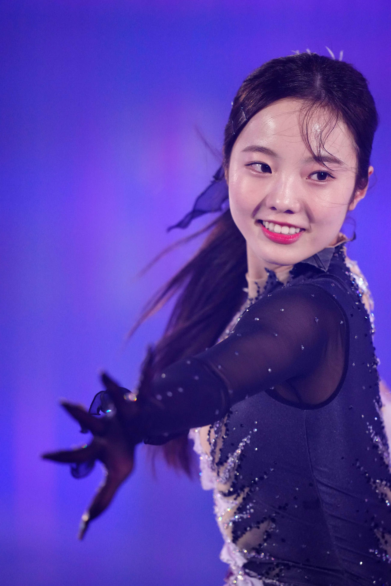 アイスショー「プリンスアイスワールド」の公開リハーサルで演技を披露する本田真凜（撮影・江口和貴）