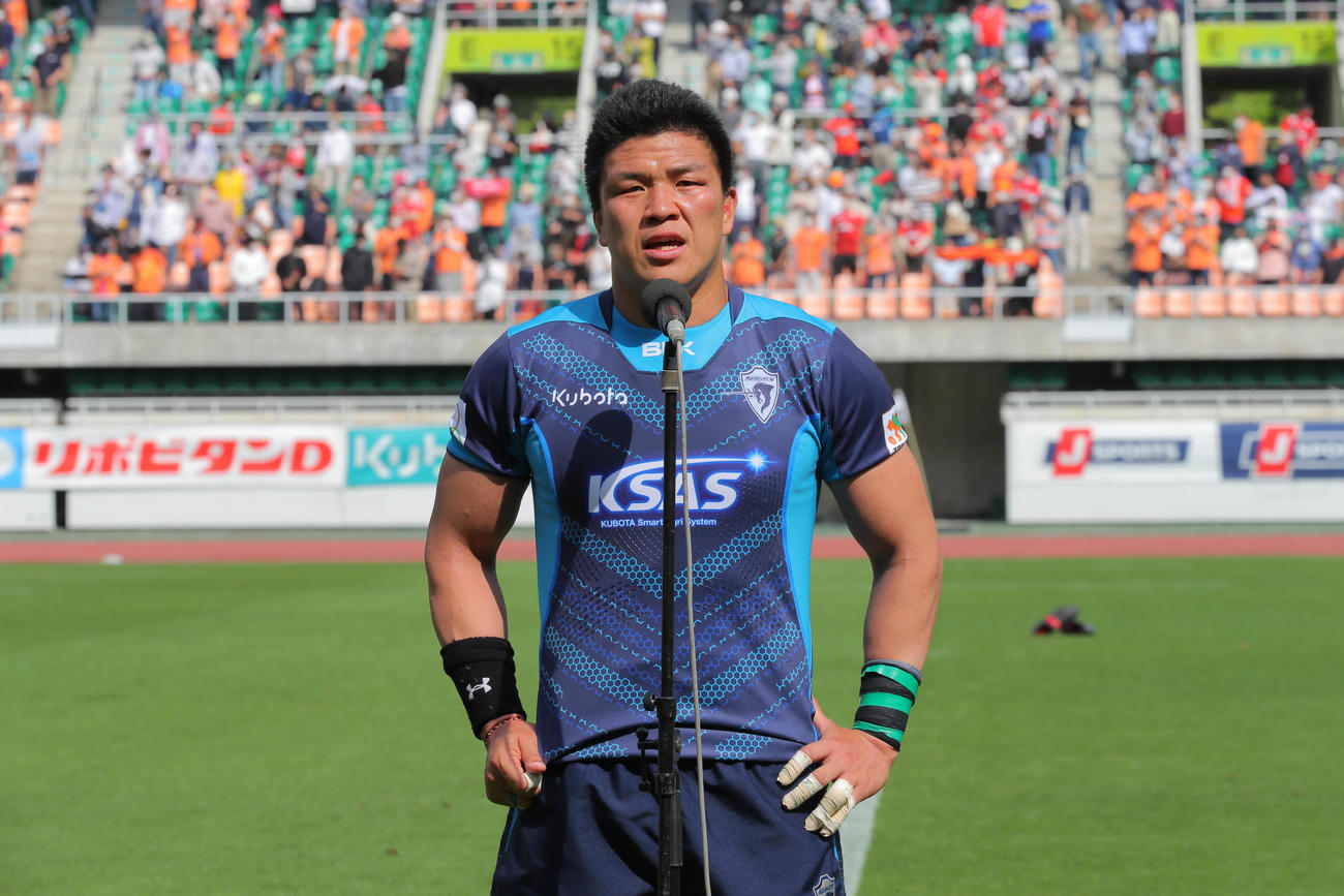神戸製鋼戦勝利に貢献したクボタのCTB立川理道主将(C)JRFU
