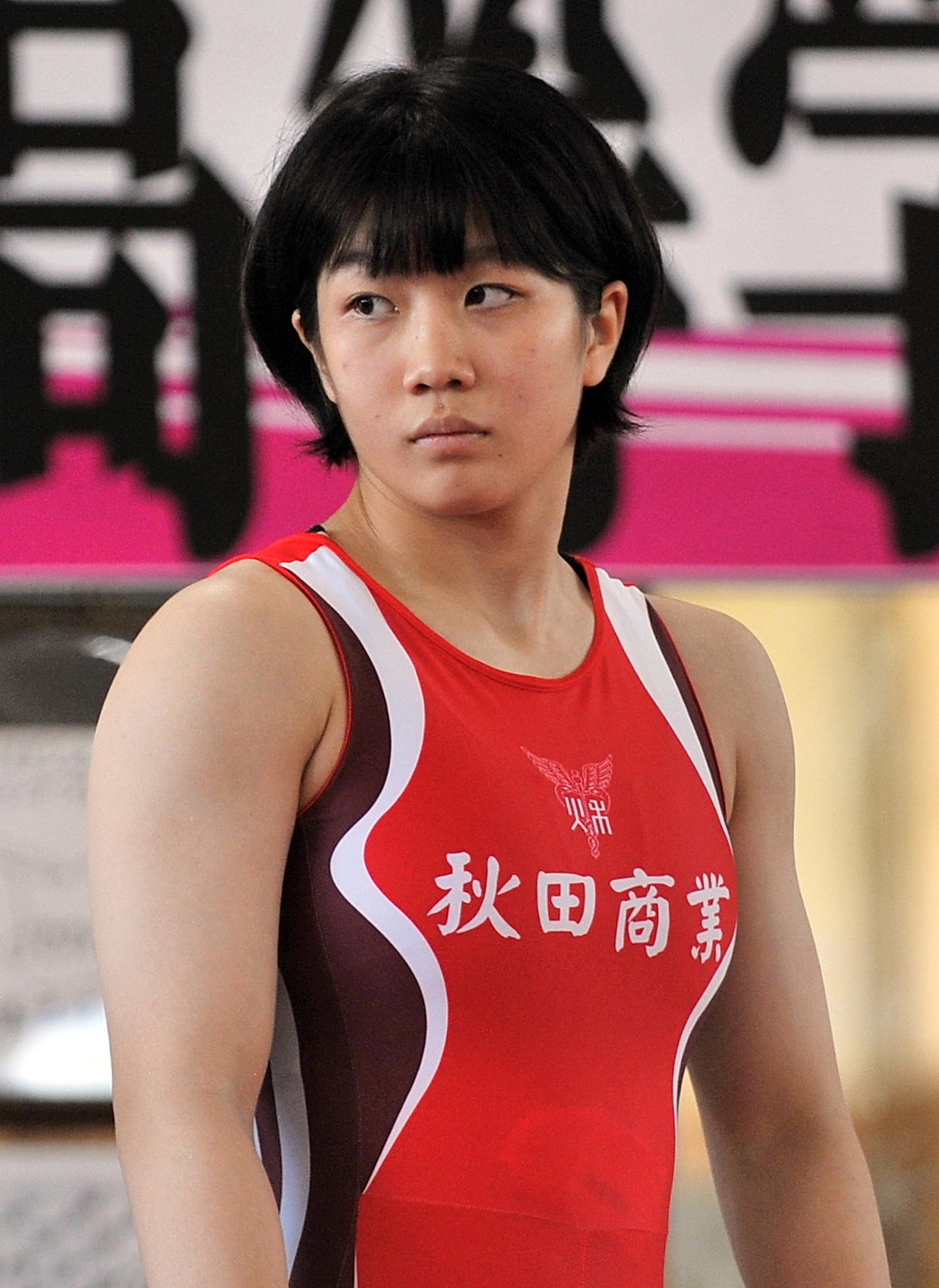 女子68キロ級　　秋田商の佐藤は2戦連続のテクニカルフォール勝ちで優勝する