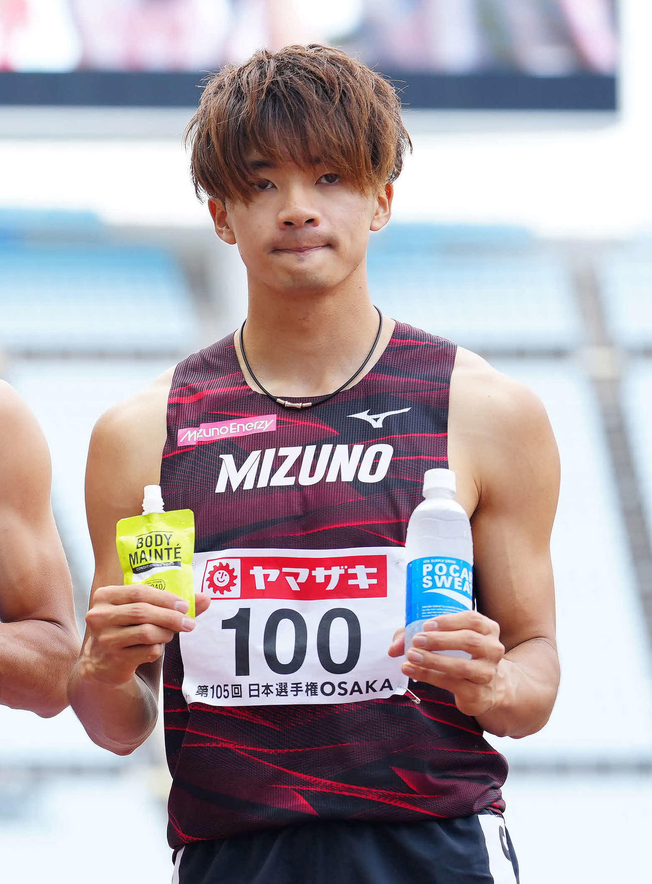 男子110メートル障害2位で東京五輪に内定した金井（撮影・江口和貴）