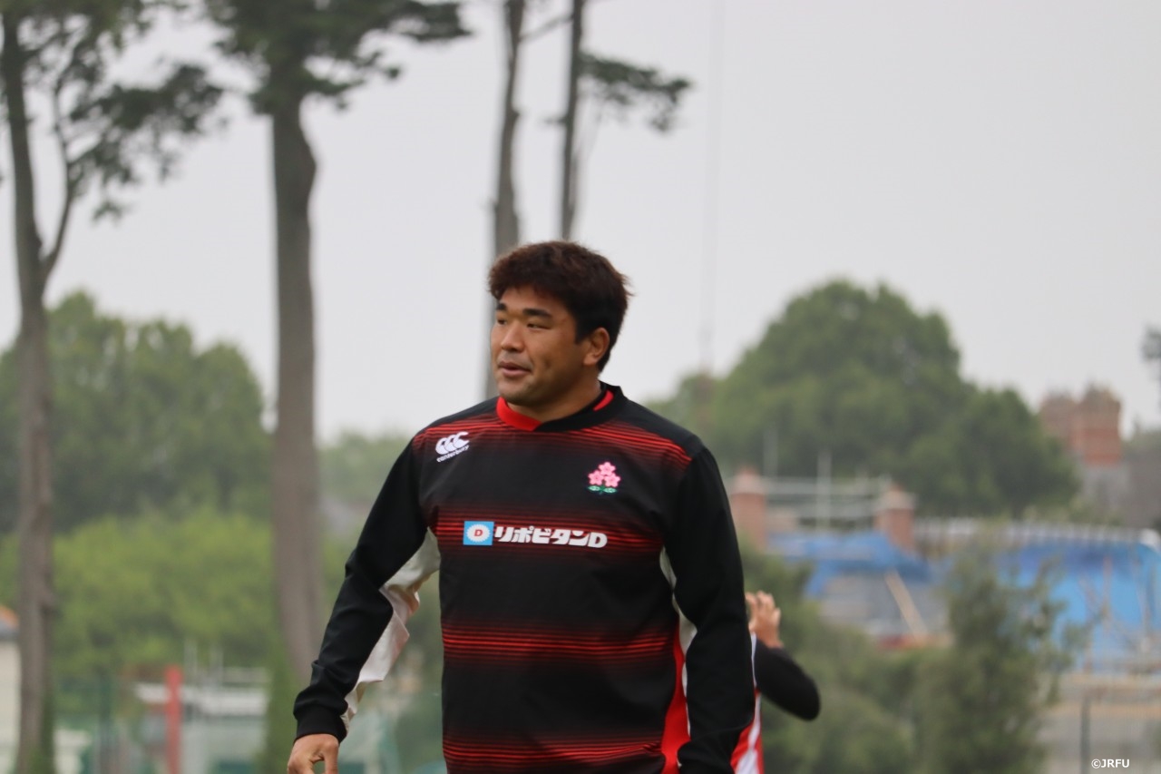 1日の練習で汗を流す日本代表プロップ具智元（Ｃ）JRFU
