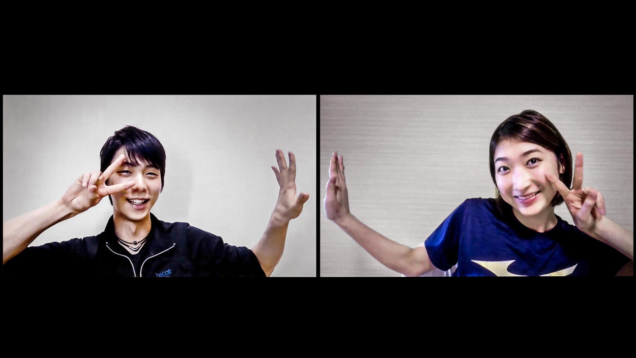 文藝春秋「Sports Graphic Number」第1031号で初対談した競泳女子の池江璃花子（右）とフィギュアスケート男子の羽生結弦