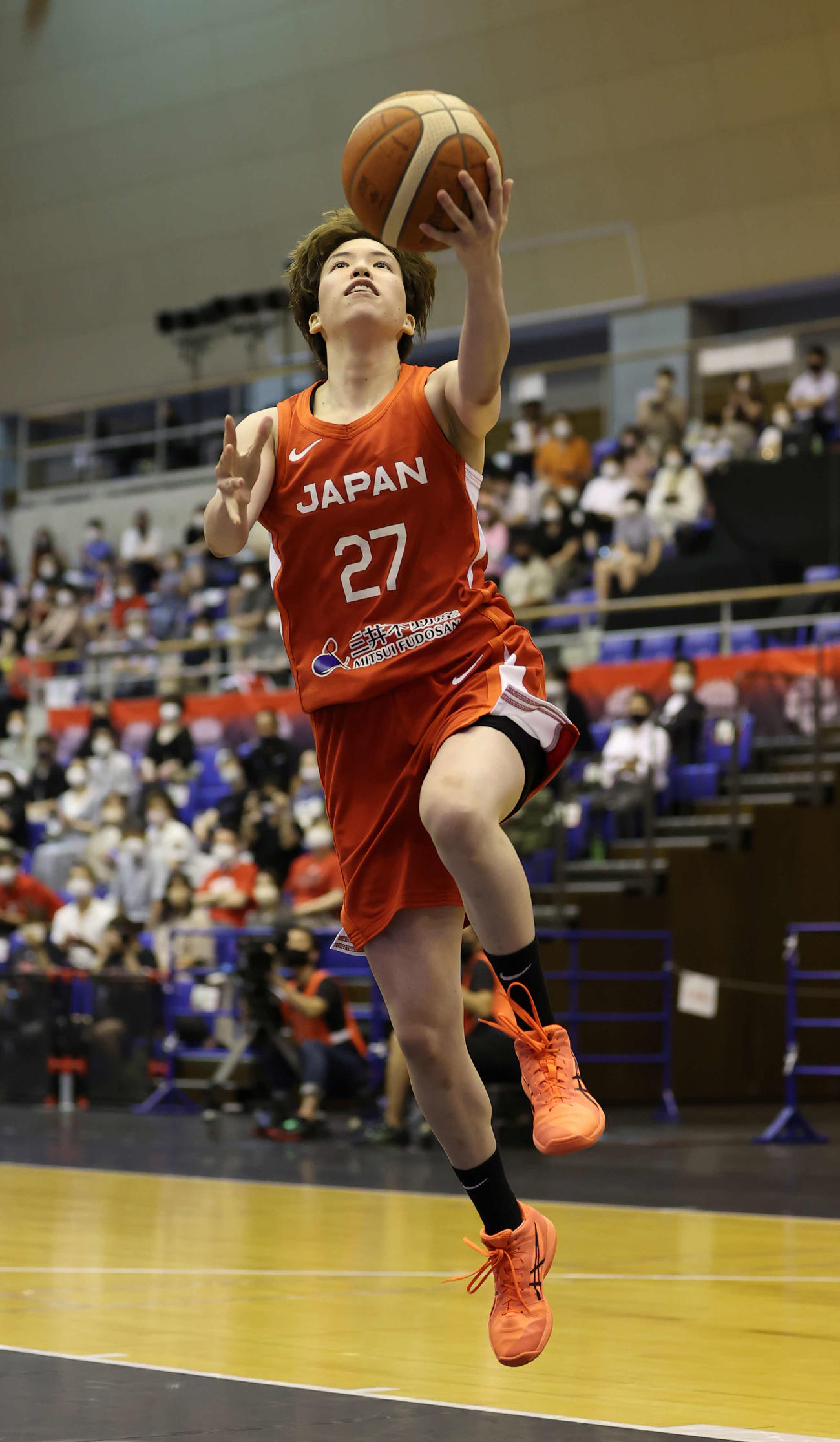 日本対ベルギー　第1Q、シュートを決める林（代表撮影）