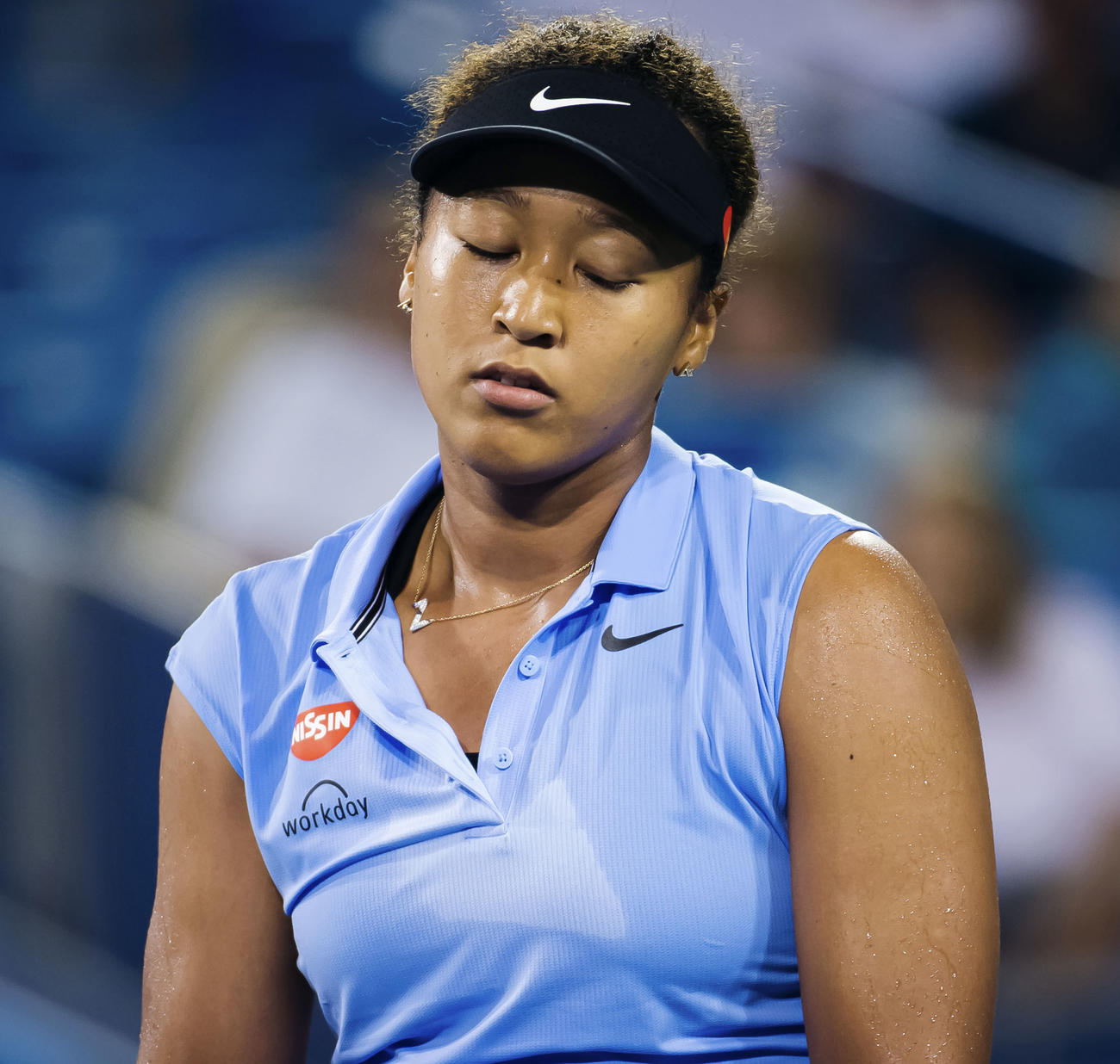 女子シングルス3回戦　ポイントを奪われた大坂（共同）