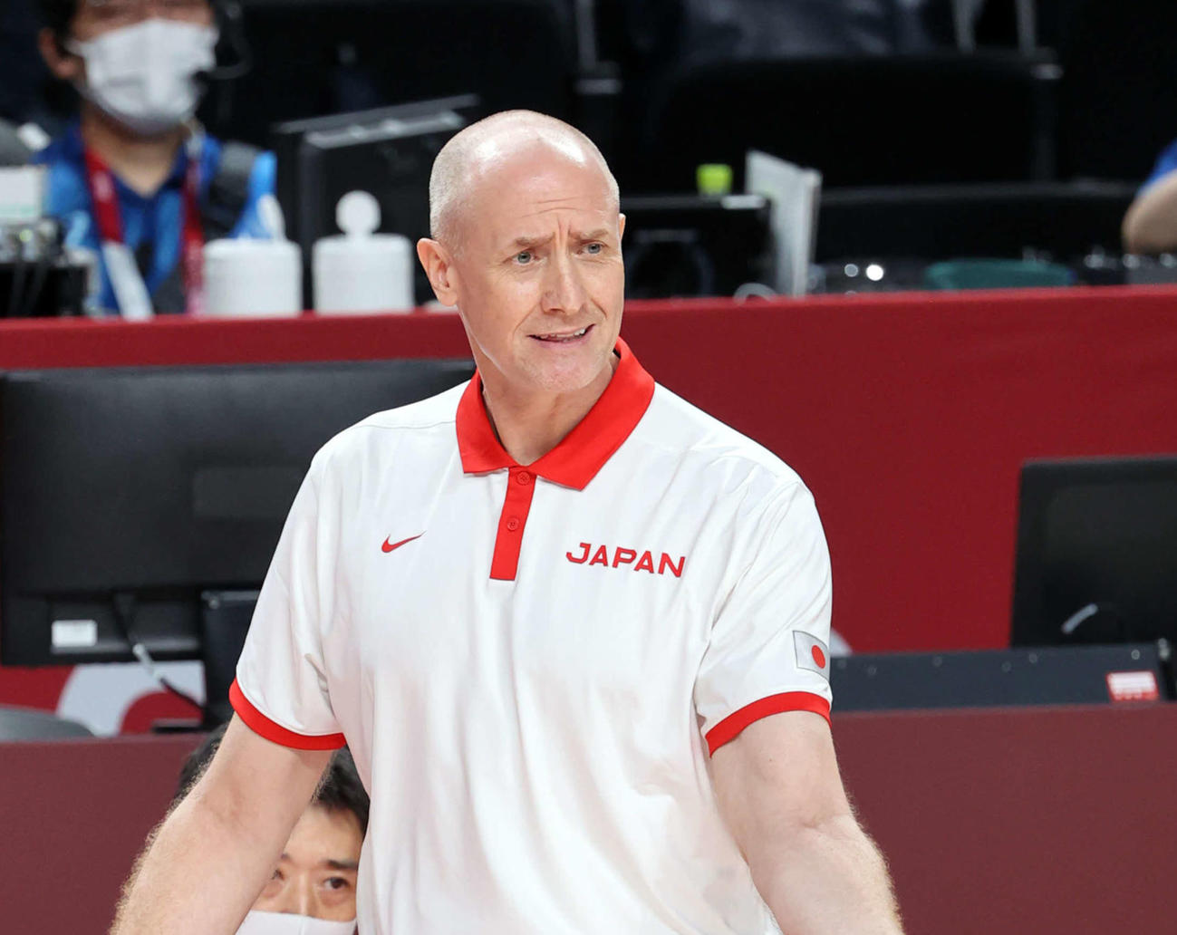 決勝の米国戦で指示を出すホーバス監督（2021年8月8日撮影）
