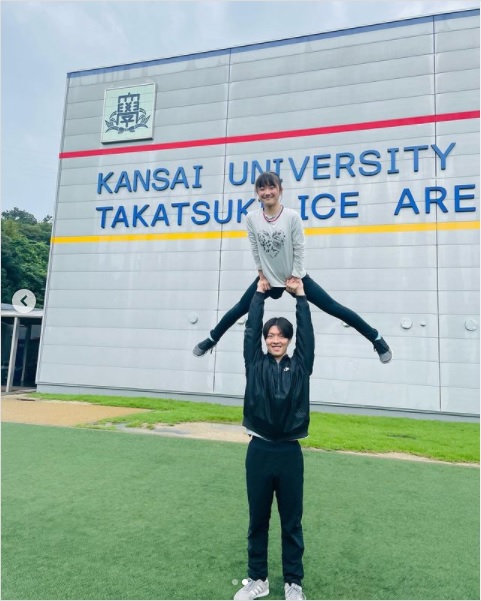 新ペアを結成した柚木心結（上）と市橋翔哉（市橋のインスタグラムより）