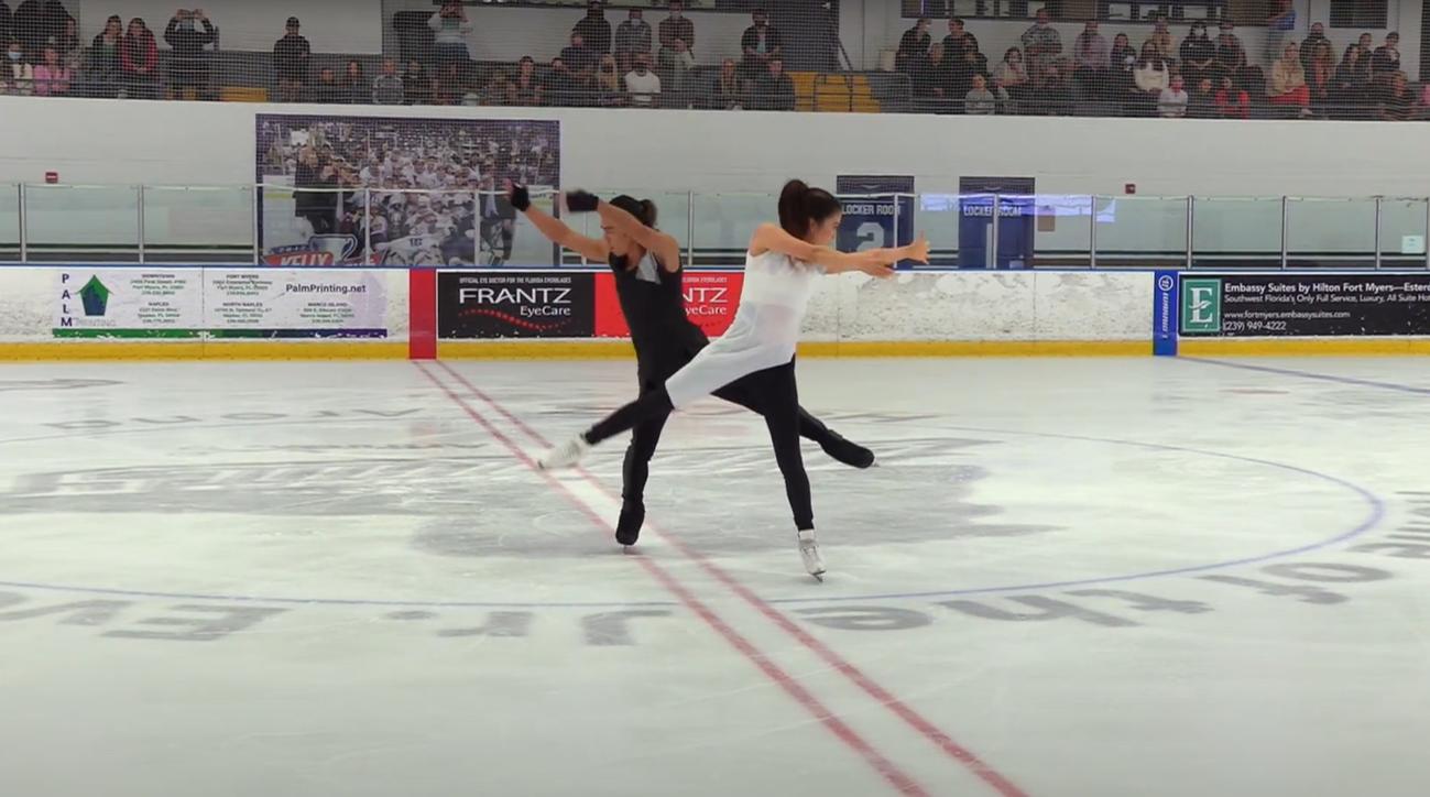 今季初戦に臨んだ村元哉中（右）と高橋大輔（Gabriele Photo LLCのYouTubeより）