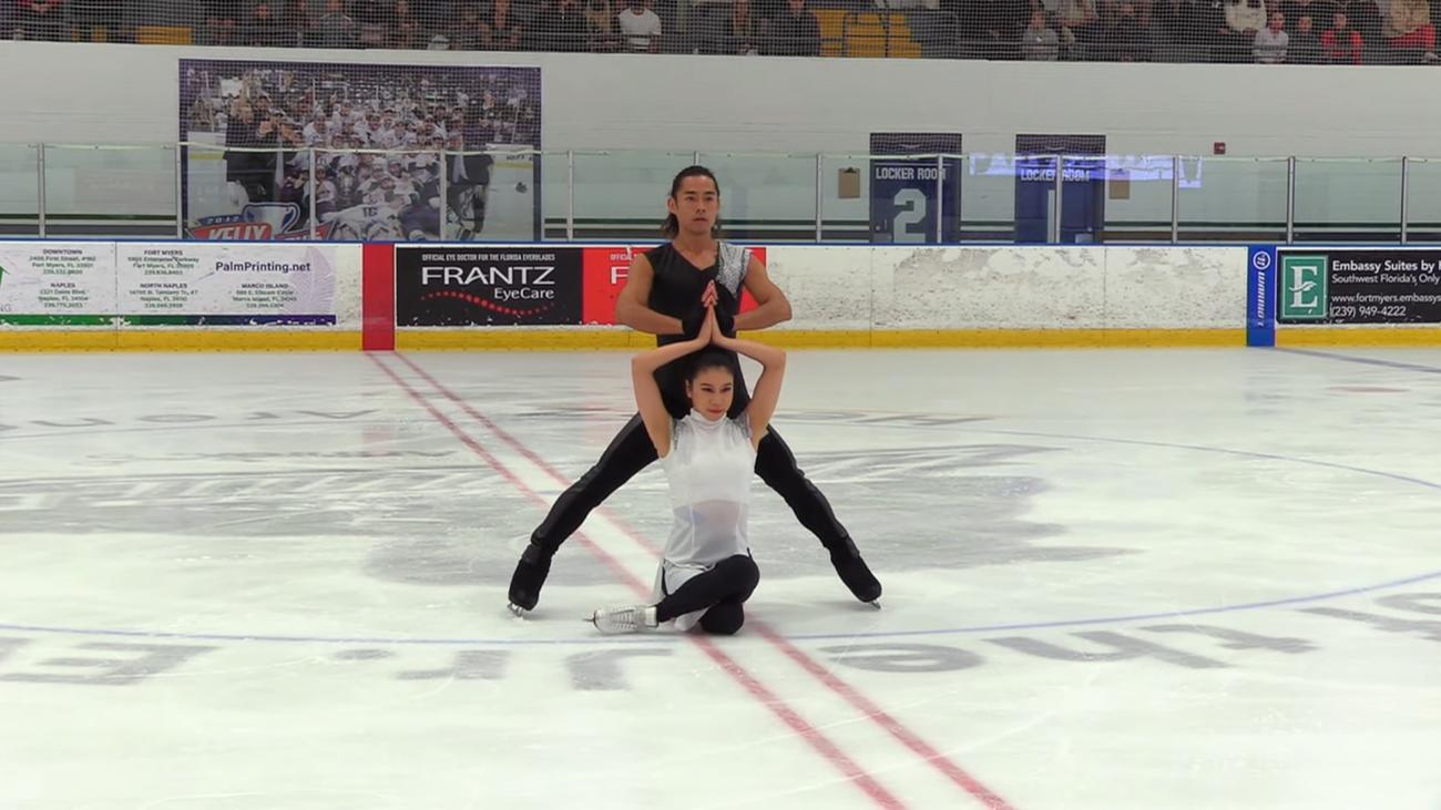 今季初戦に臨んだ村元哉中（手前）と高橋大輔（Gabriele Photo LLCのYouTubeから）
