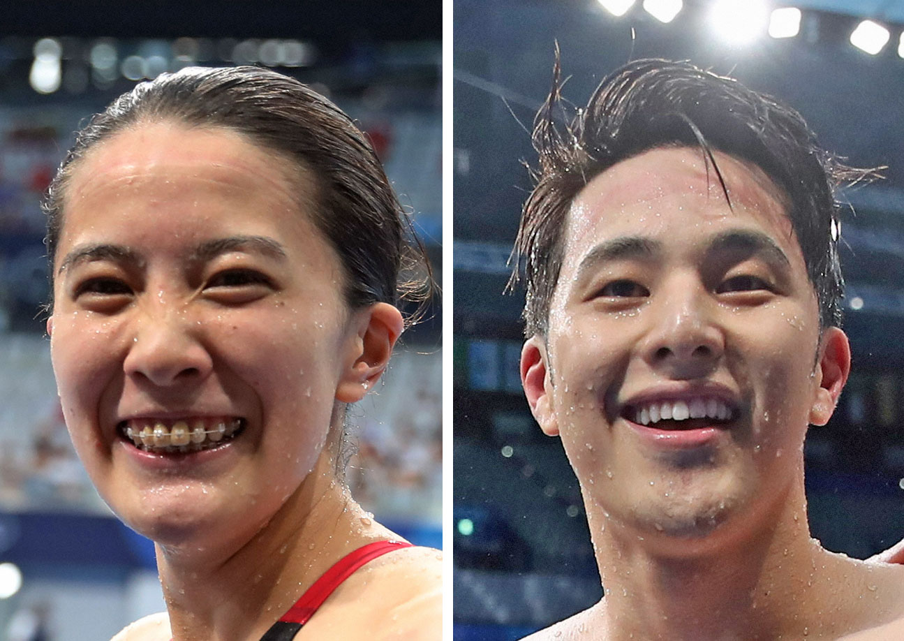 左から大橋悠依、瀬戸大也