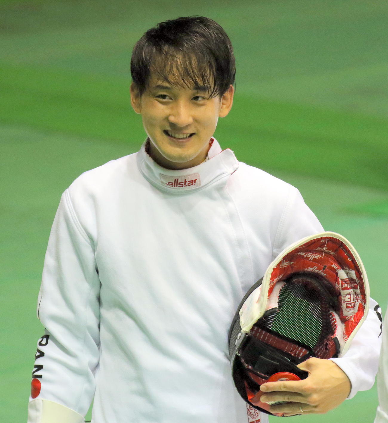 21年フェンシング全日本選手権　男子エペの決勝初進出を決めて笑顔を見せる村上仁紀（撮影・木下淳）