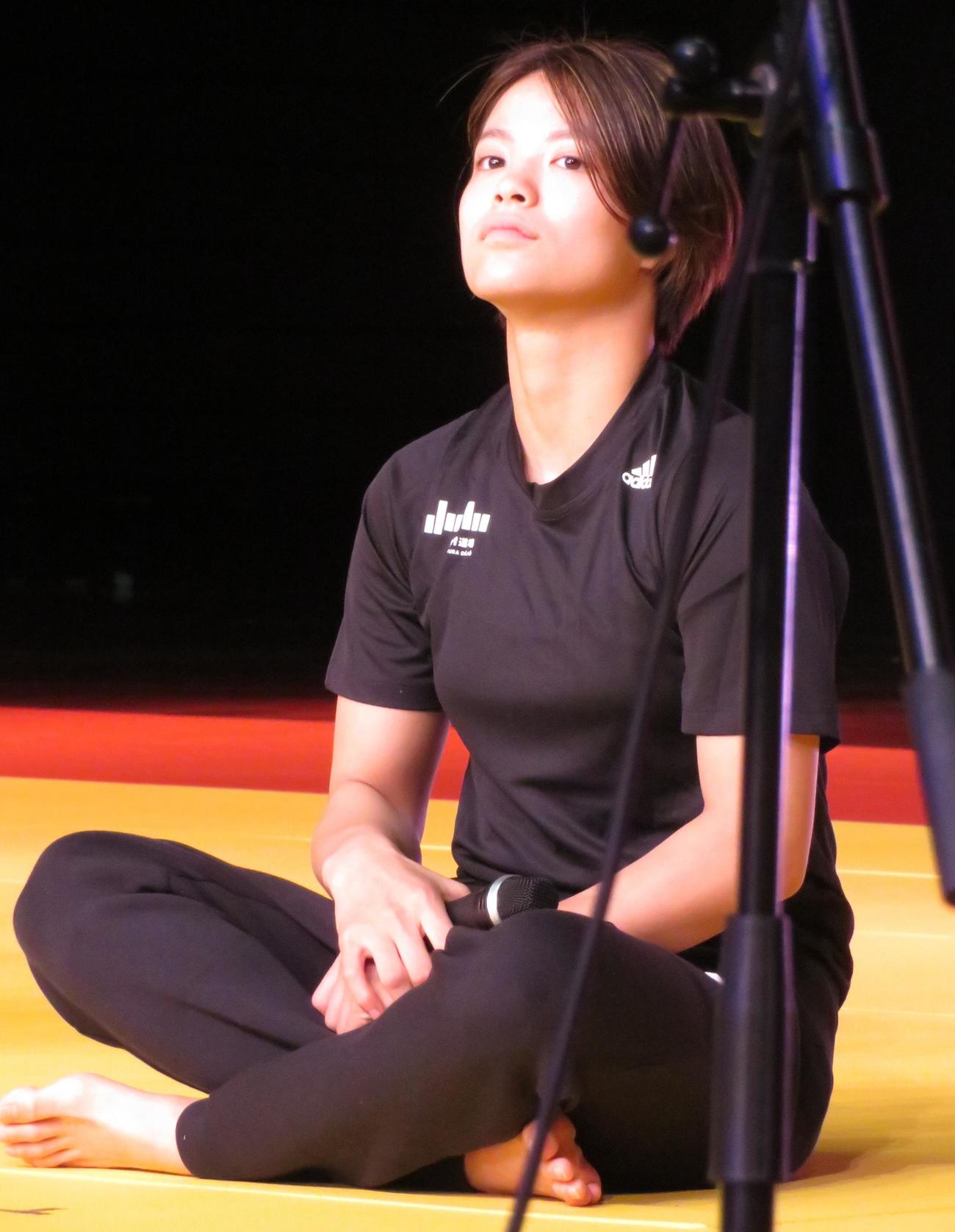 野村道場オンライン柔道教室に参加した阿部詩（撮影・峯岸佑樹）