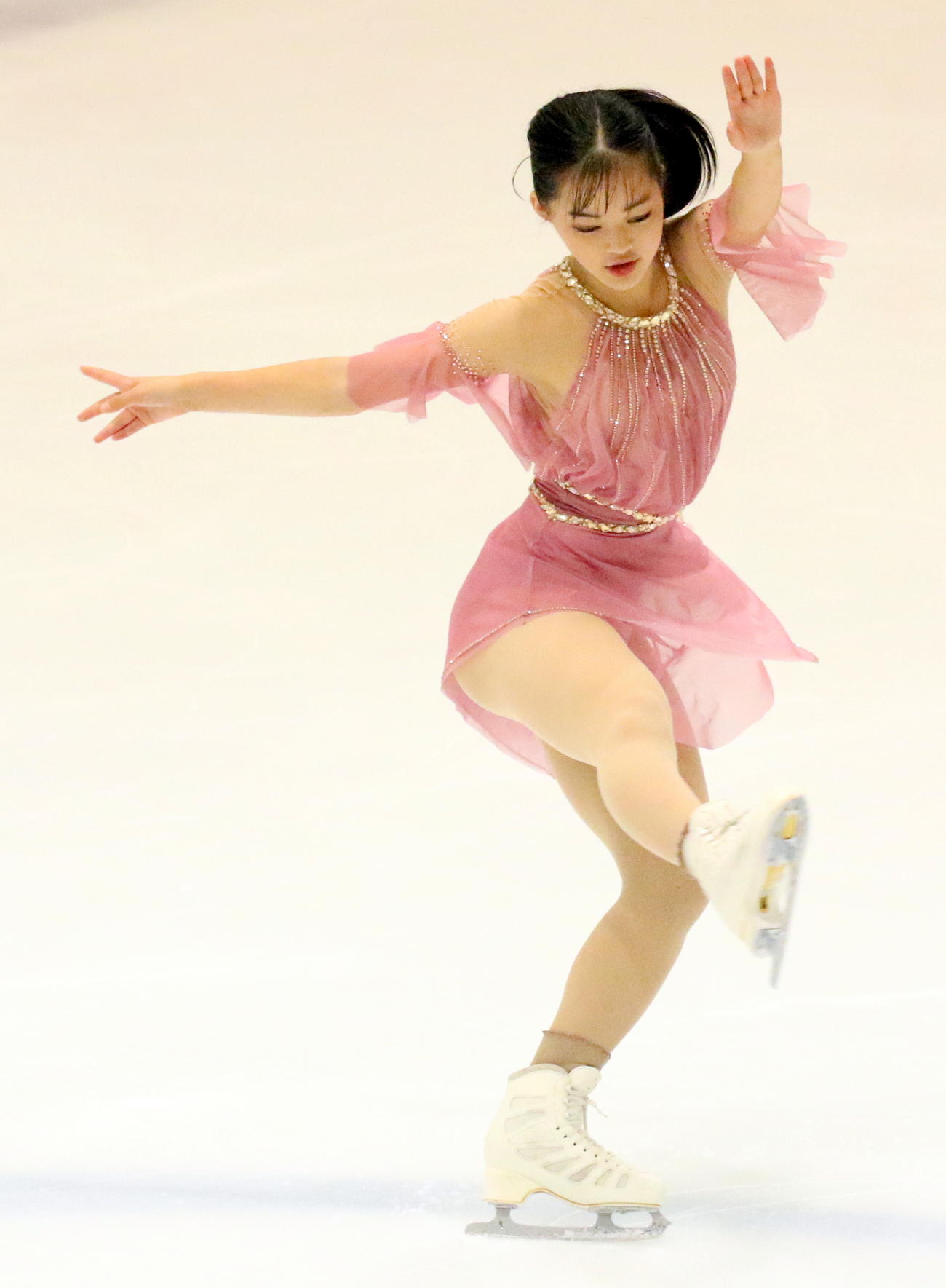 フィギュアスケート中部選手権　ジュニア女子のSPで首位発進した横井きな結（撮影・木下淳）