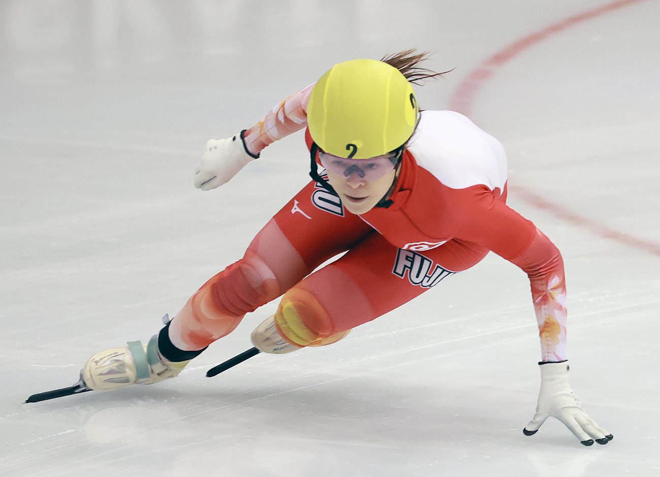スピードスケート・ショートトラック全日本距離別選手権　女子500メートル決勝　優勝した菊池純礼（代表撮影）
