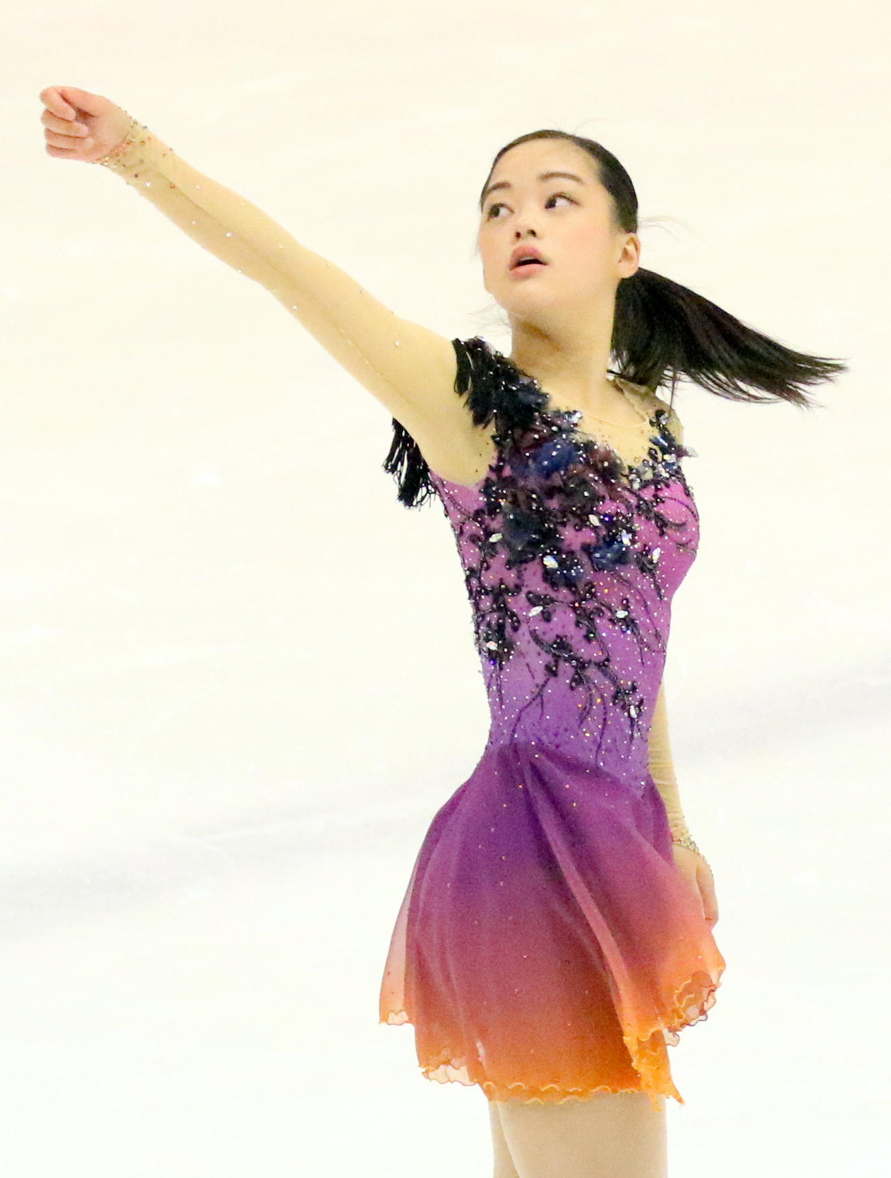 ジュニア女子フリーもトップで初優勝した横井きな結（撮影・木下淳）