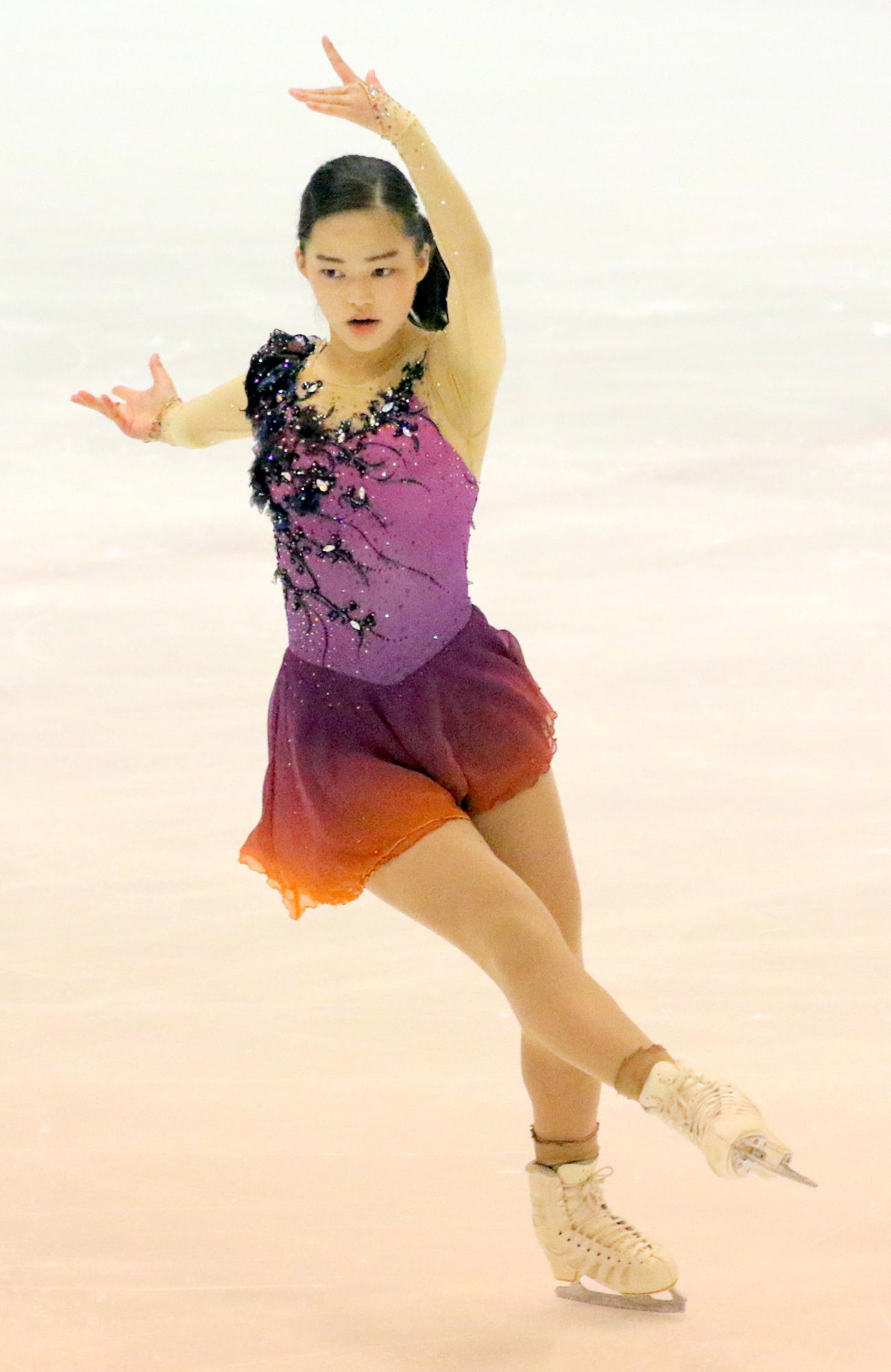 ジュニア女子フリーもトップで初優勝した横井きな結（撮影・木下淳）