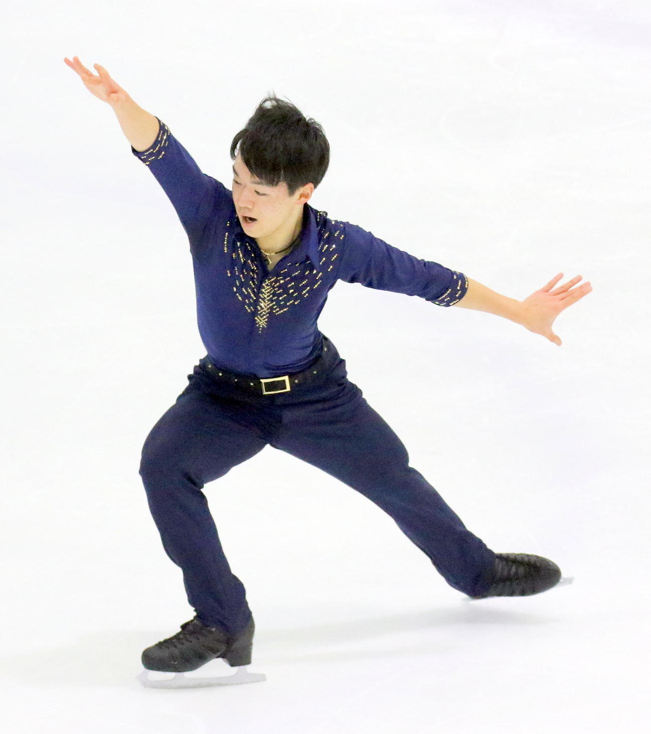 右手首骨挫傷明けの男子SPで首位発進した鍵山優真（撮影・木下淳）