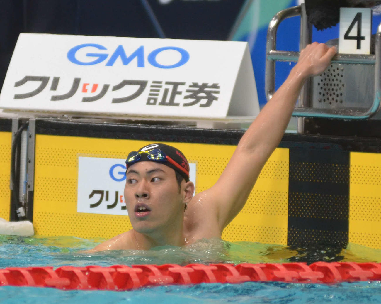 男子200メートルバタフライ予選を全体1位で通過した本多灯（撮影・吉池彰）