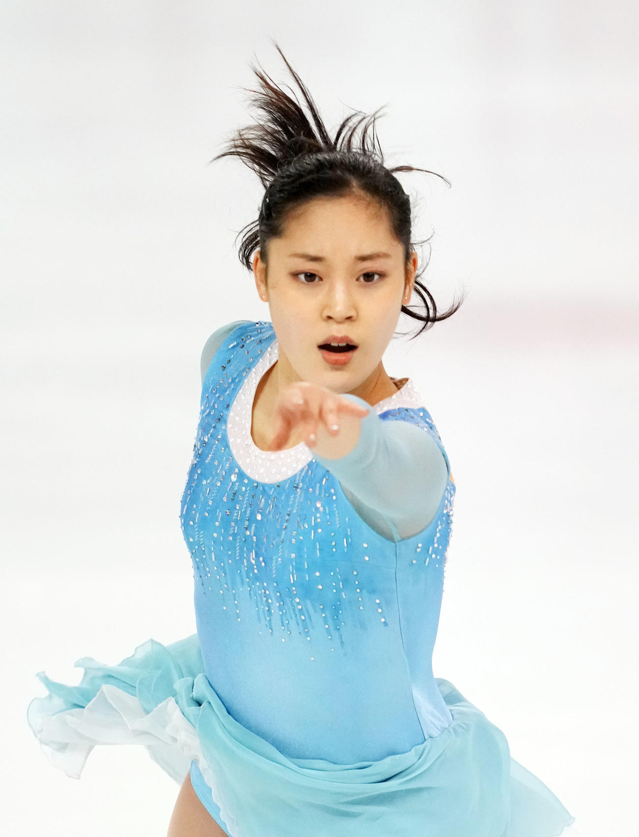 2021東京選手権大会　女子SPで演技する川畑（撮影・横山健太）