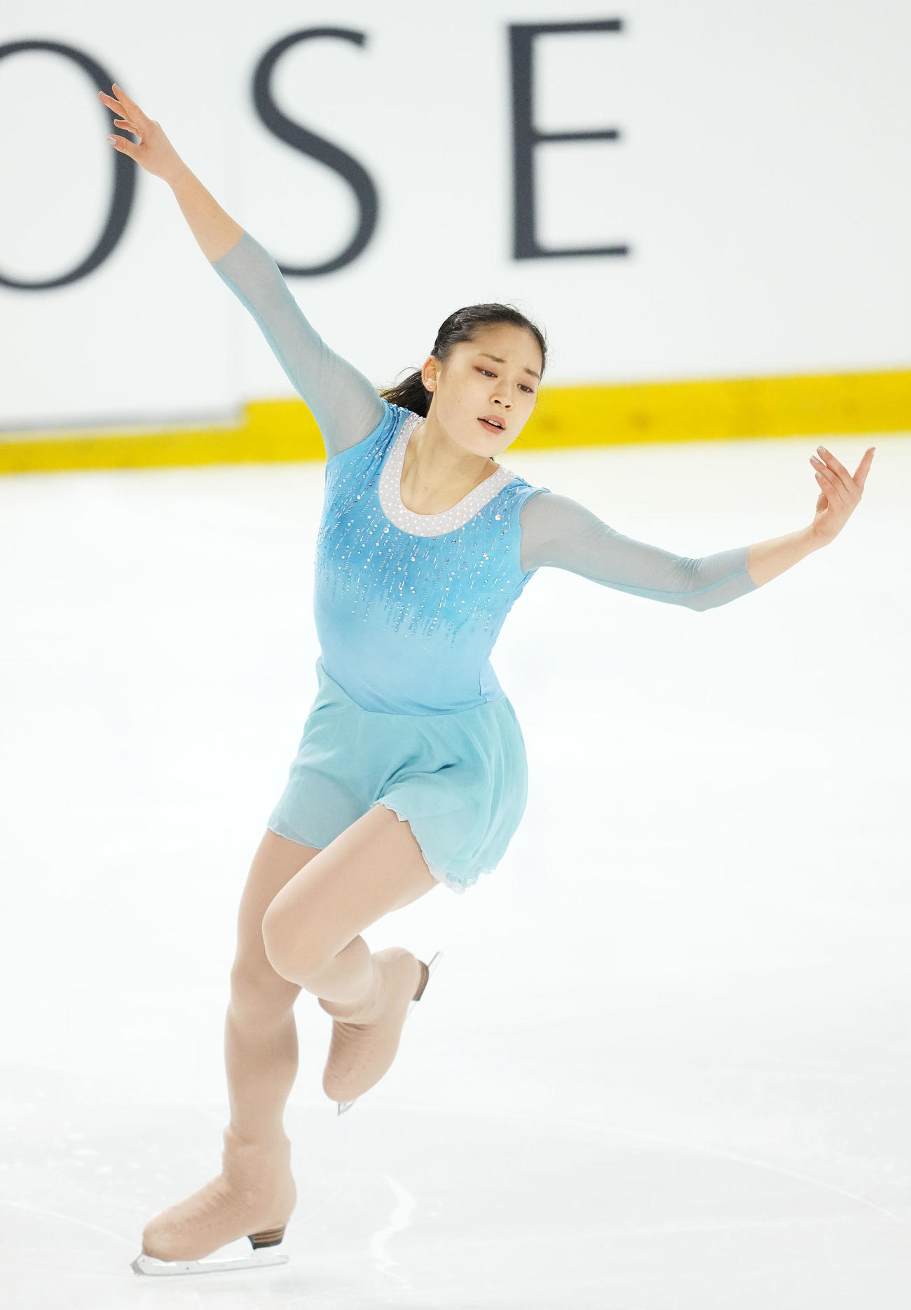2021東京選手権大会　女子SPで演技する川畑（撮影・横山健太）