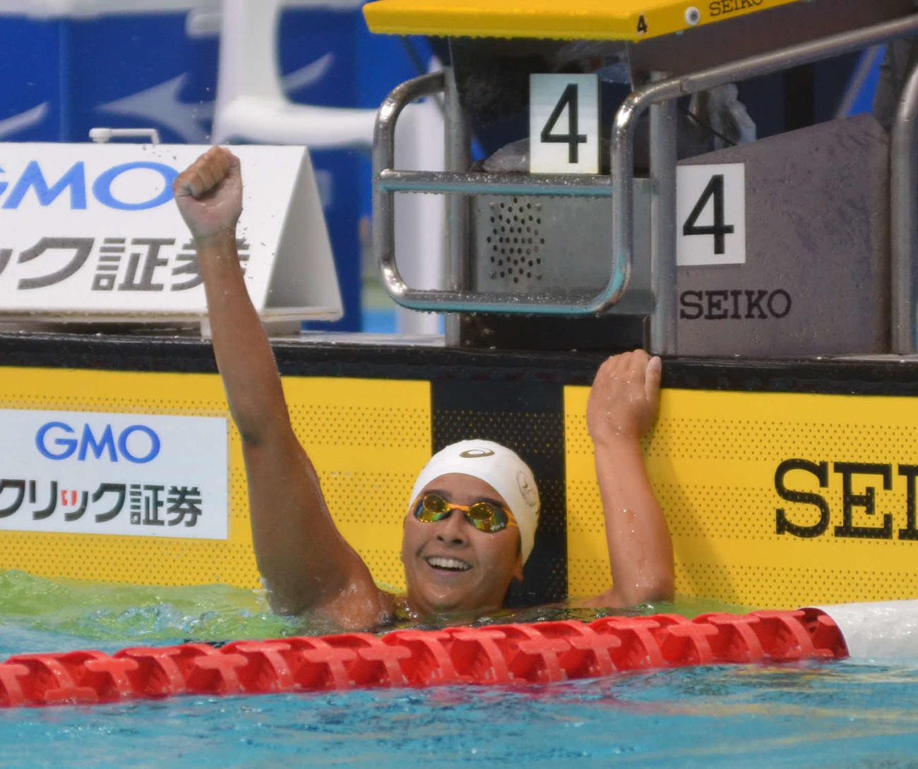 女子200メートル背泳ぎで初優勝した又木愛紗（撮影・吉池彰）