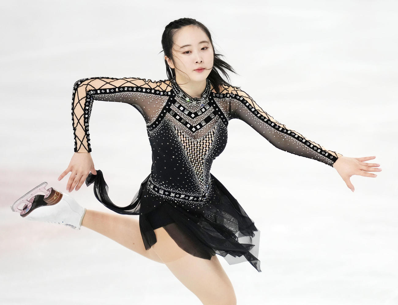 2021東京選手権大会　女子SPで演技する本田望（撮影・横山健太）