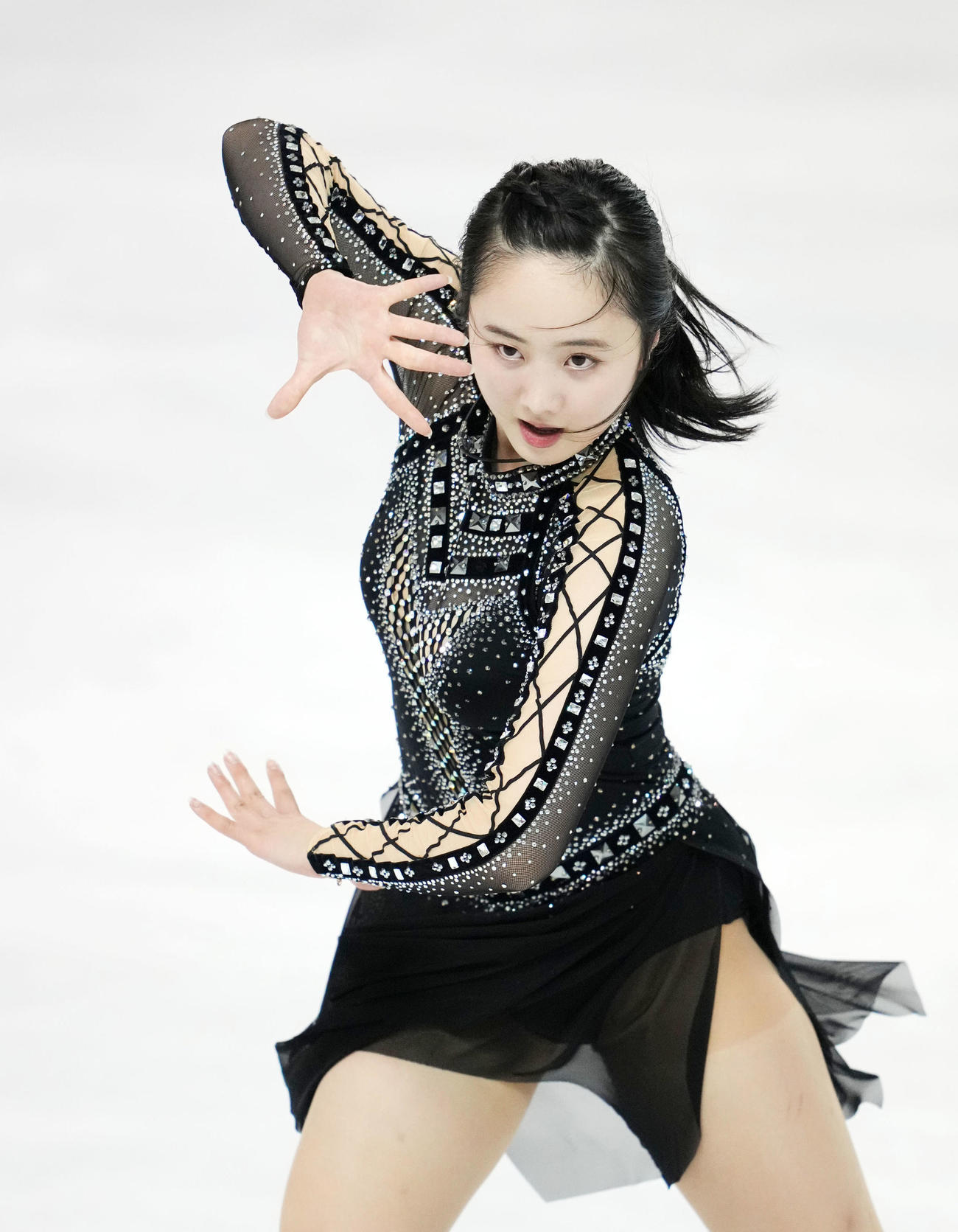 2021東京選手権大会　女子SPで演技する本田望（撮影・横山健太）