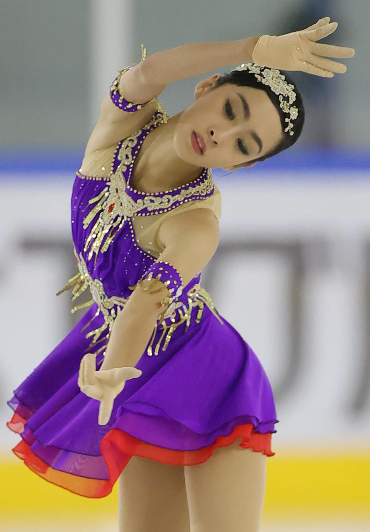 フィギュアスケート　近畿選手権大会　ジュニア女子フリーで演技する櫛田育良（9日、京都府宇治市の木下アカデミー京都アイスアリーナで）＝代表撮影