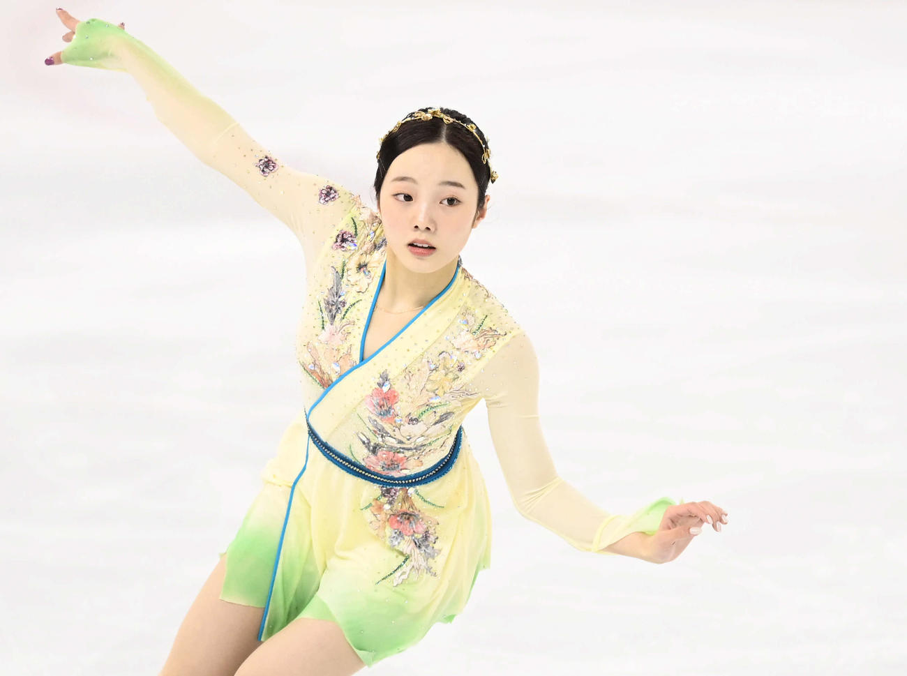 女子フリーで演技する本田真（撮影・山崎安昭）