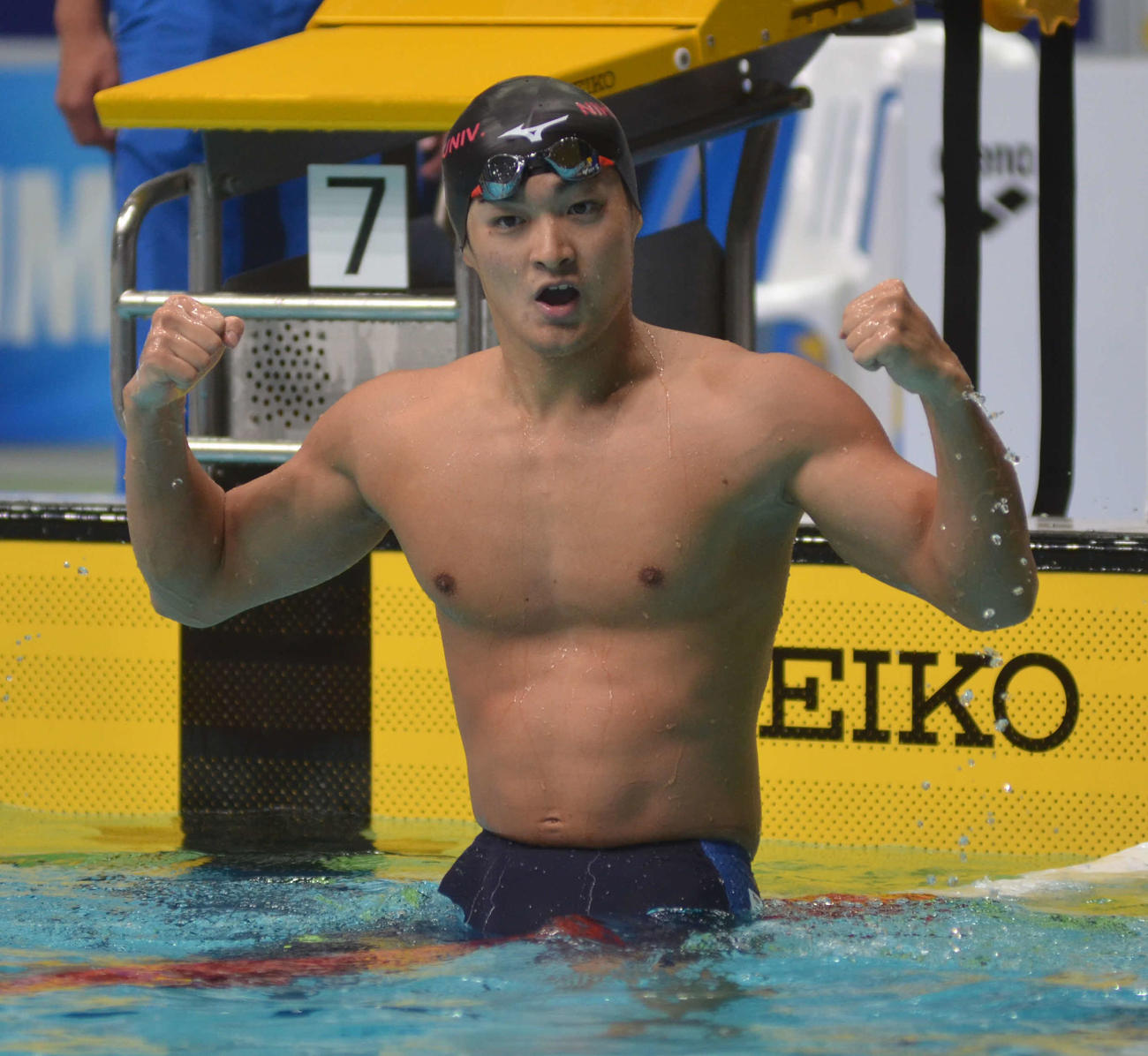 男子100メートルを2年ぶりに制した関海哉（撮影・吉池彰）