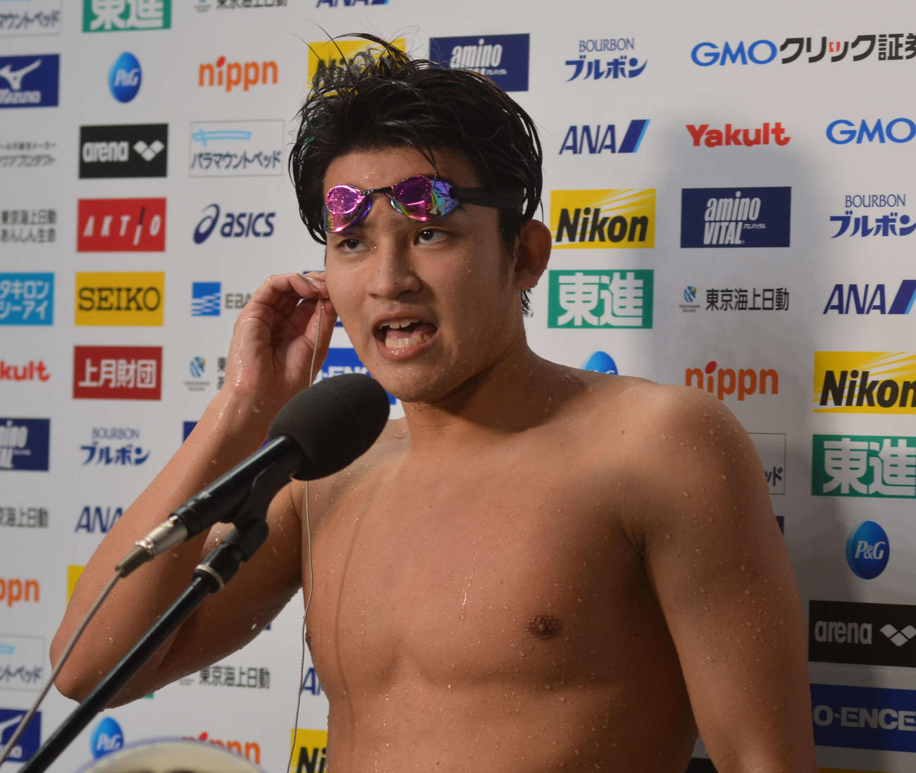 男子400メートル個人メドレーを1年生で制した田渕海斗（撮影・吉池彰）