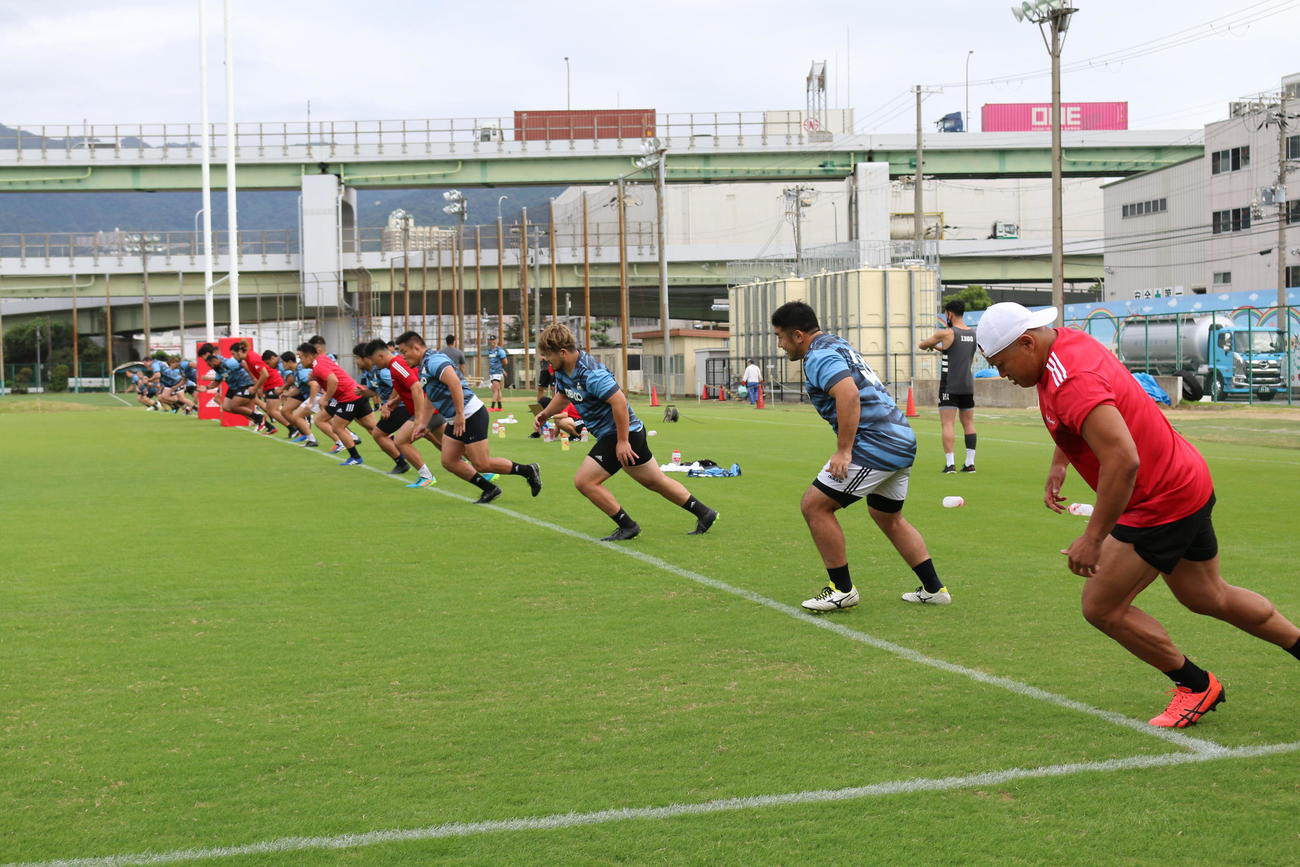リーグワン初年度に向けて全体練習を開始したコベルコ神戸スティーラーズ（コベルコ神戸提供）