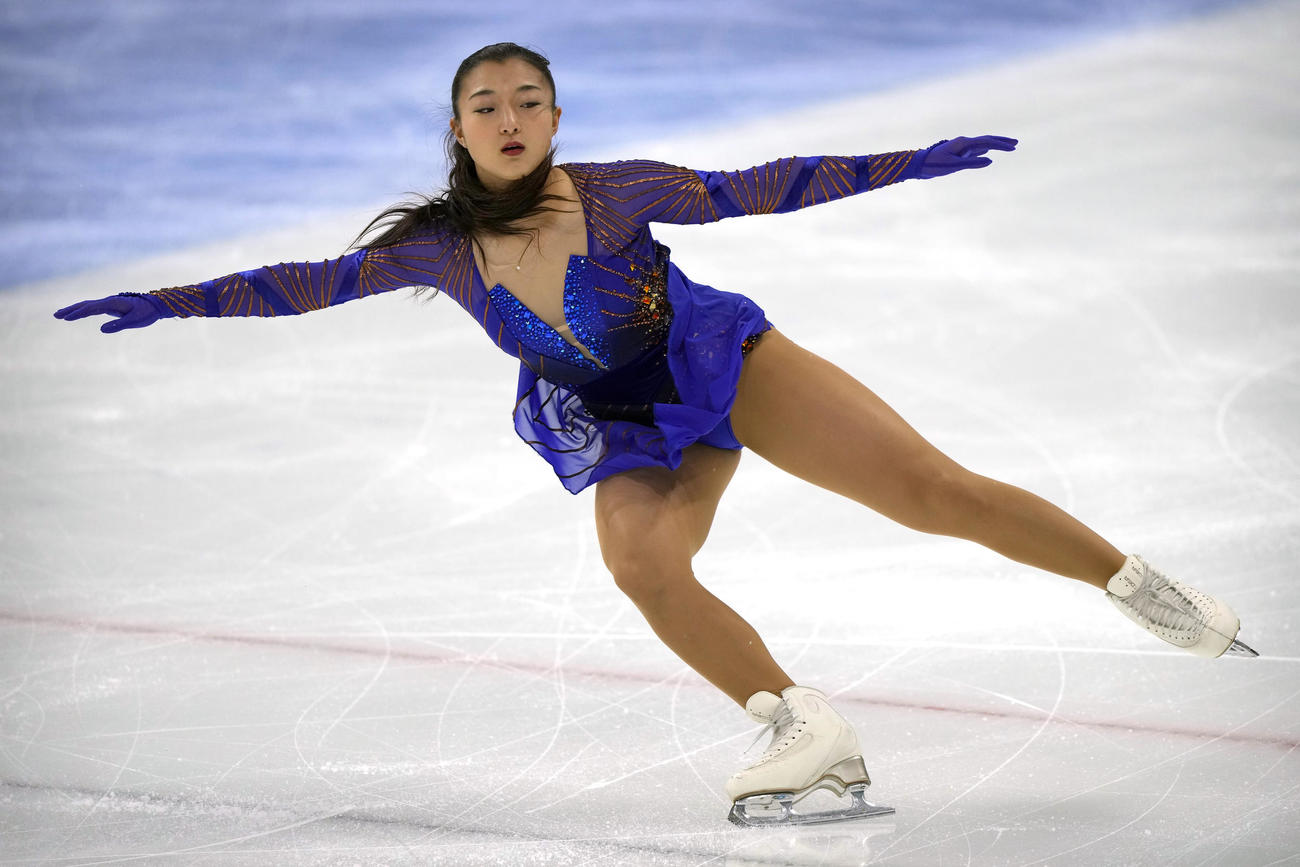 女子フリーで演技する坂本花織（AP）