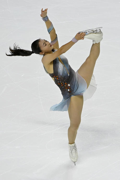 女子SP　演技を行う坂本花織（AP）