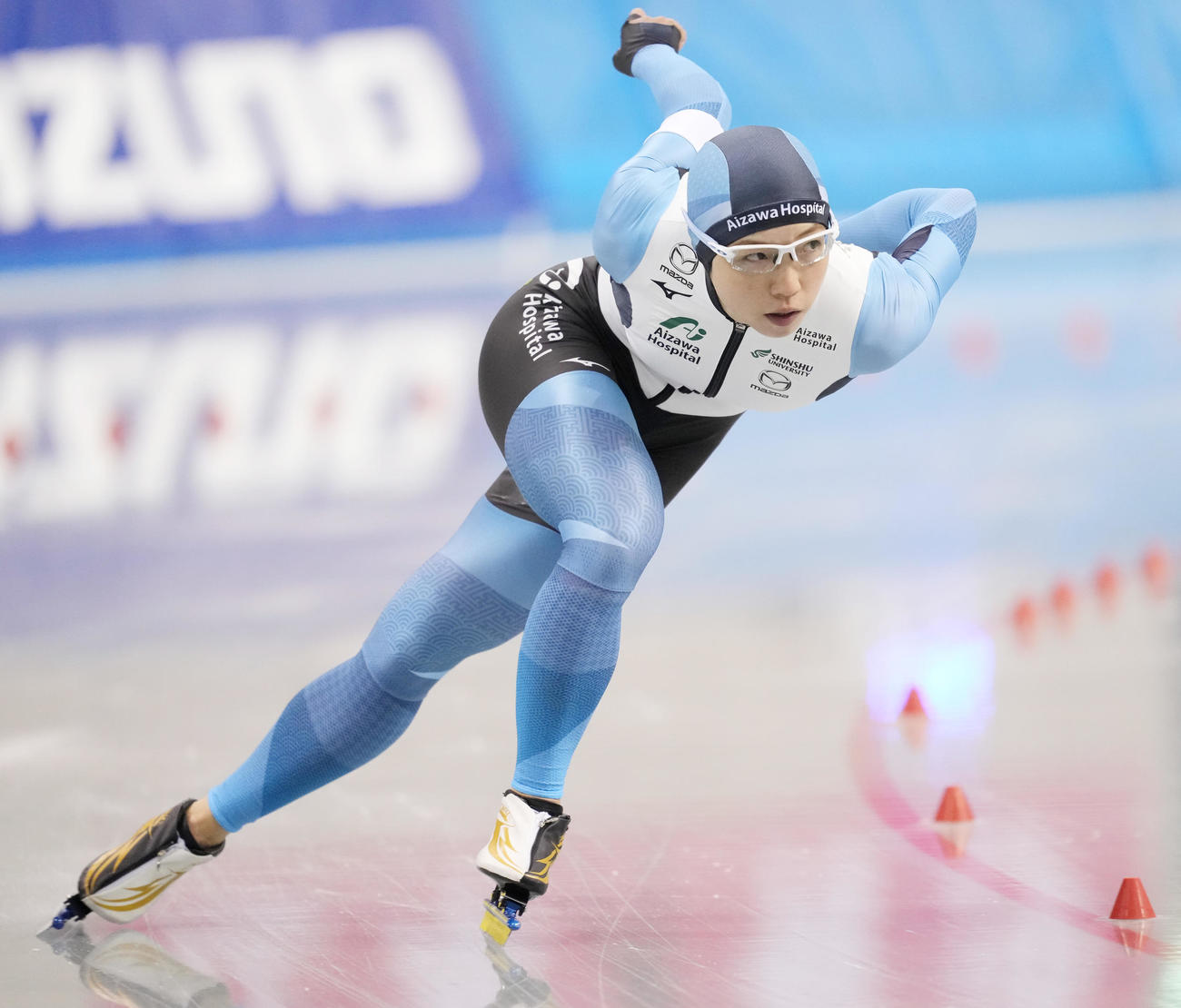 全日本スピードスケート距離別選手権大会　女子1500メートルで2位の小平（撮影・菅敏）