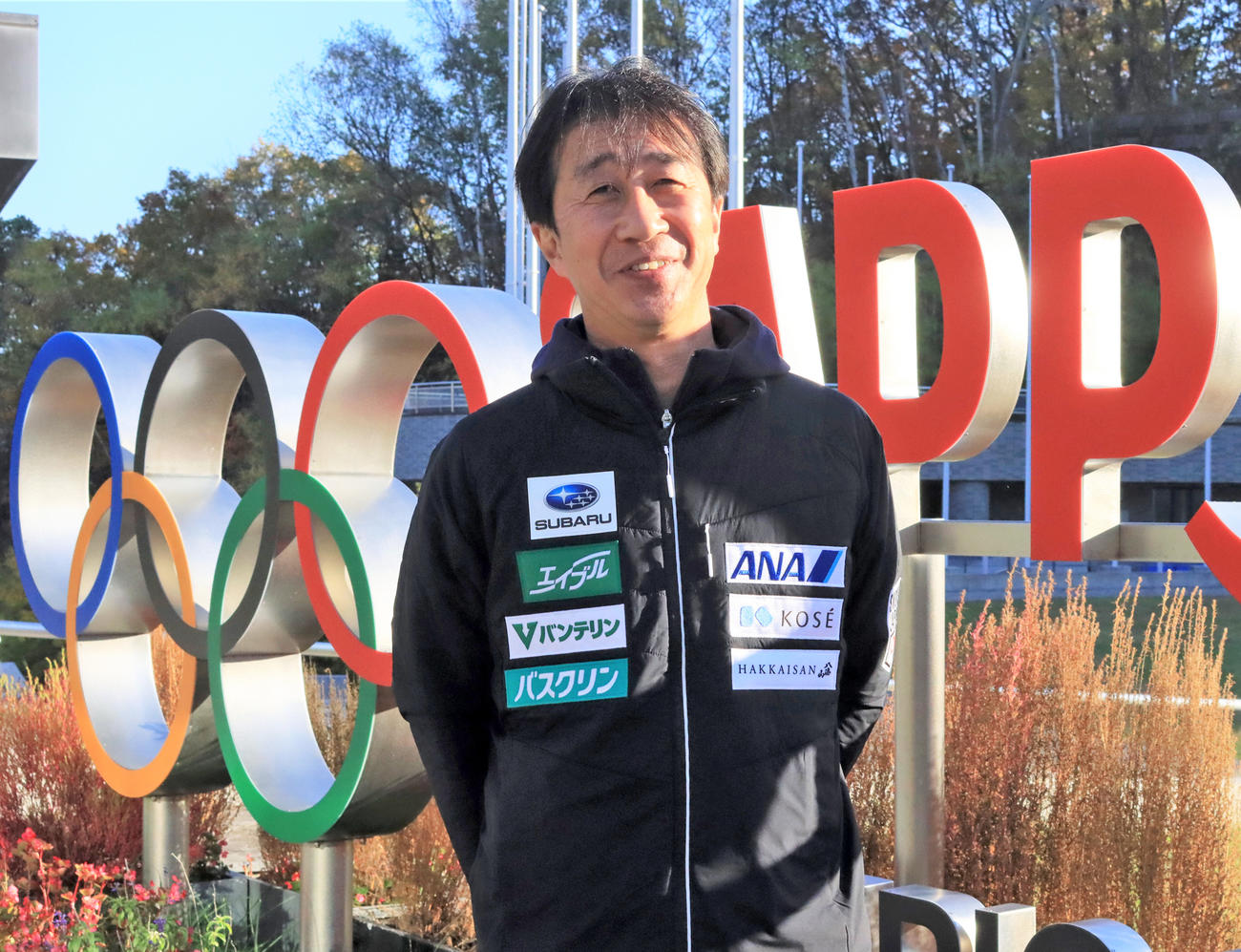 北京五輪日本選手団総監督を務めるジャンプ原田氏（撮影・保坂果那）