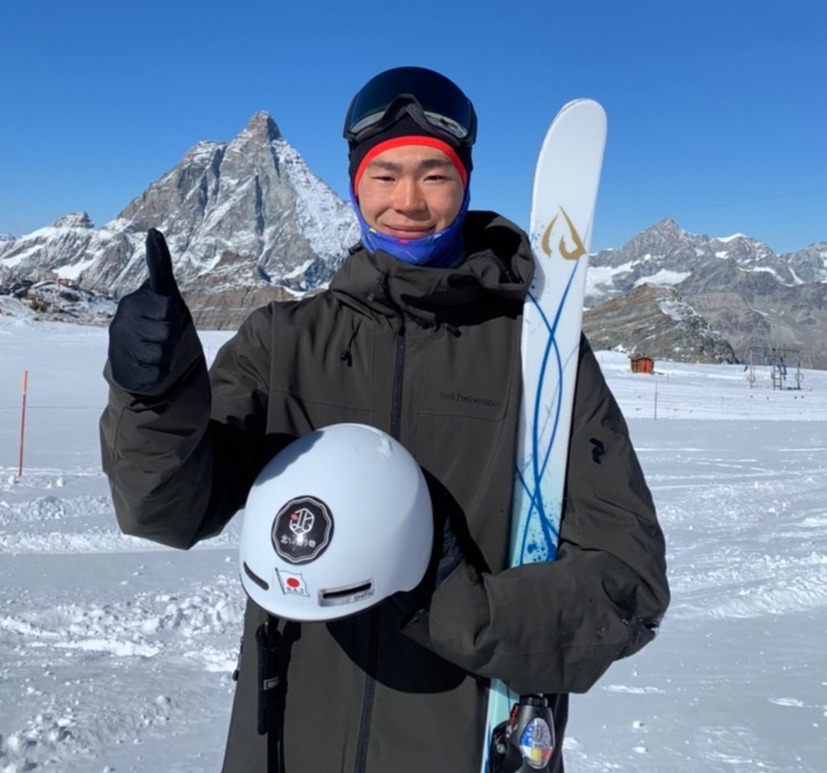 スイス遠征中のフリースタイルスキー・モーグル男子の川岡（本人提供）