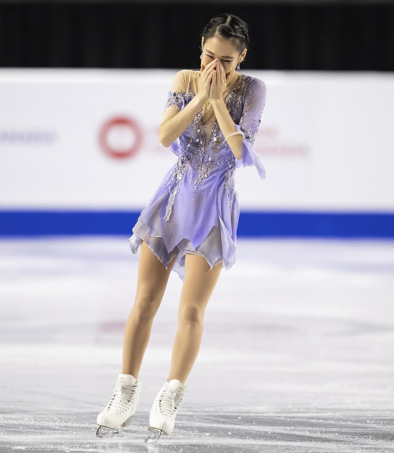 第2戦スケートカナダ女子SP　演技を終えた三原舞依（AP）