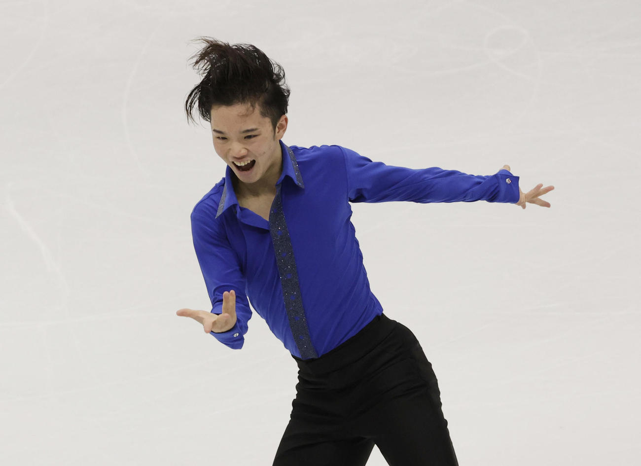 GP第3戦イタリア大会　フリーで演技する友野一希（ロイター）