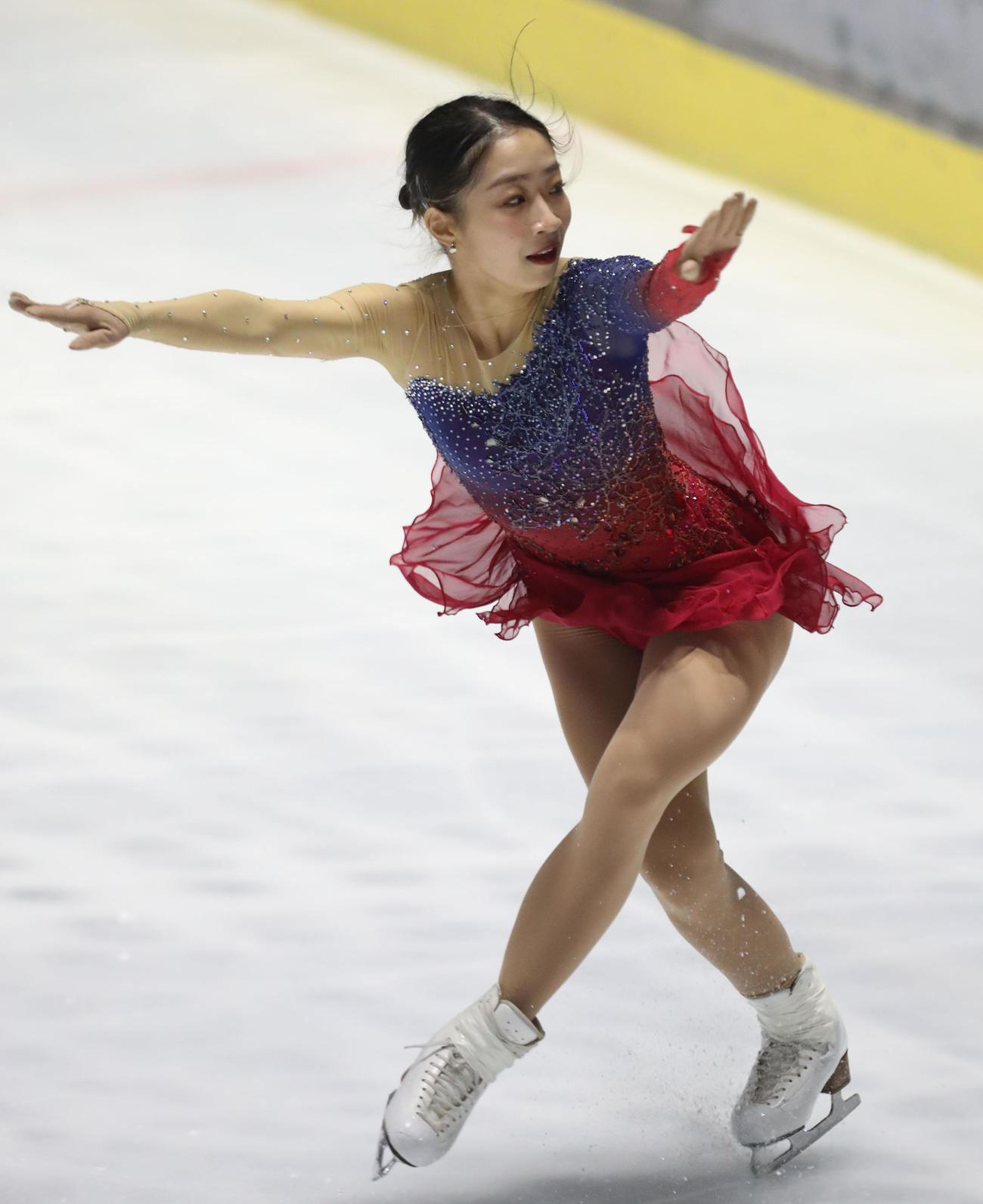 女子シングルショートプログラムで演技をする新田谷凜（撮影・屋方直哉）