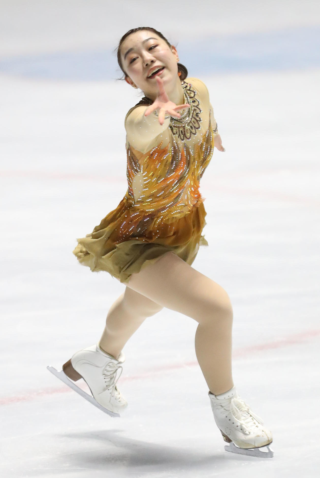 Sr女子シングルフリースケーティングで演技をする荒木（撮影・屋方直哉）