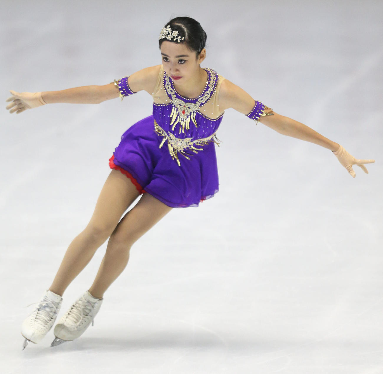 Jr女子シングルフリースケーティングで演技をする櫛田（撮影・屋方直哉）