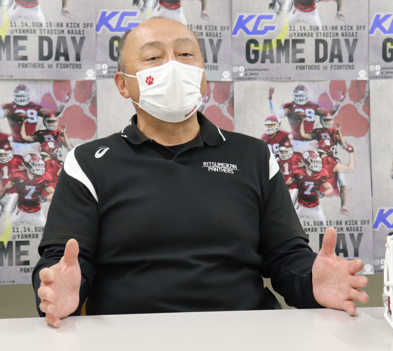 会見に出席した立命大・古橋由一郎監督（撮影・三宅ひとみ）