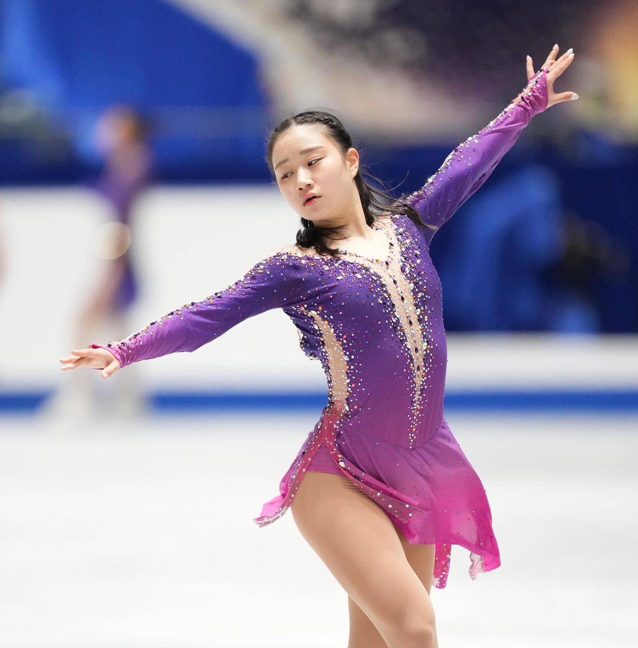 NHK杯女子フリーを前に最終調整する河辺（撮影・菅敏）